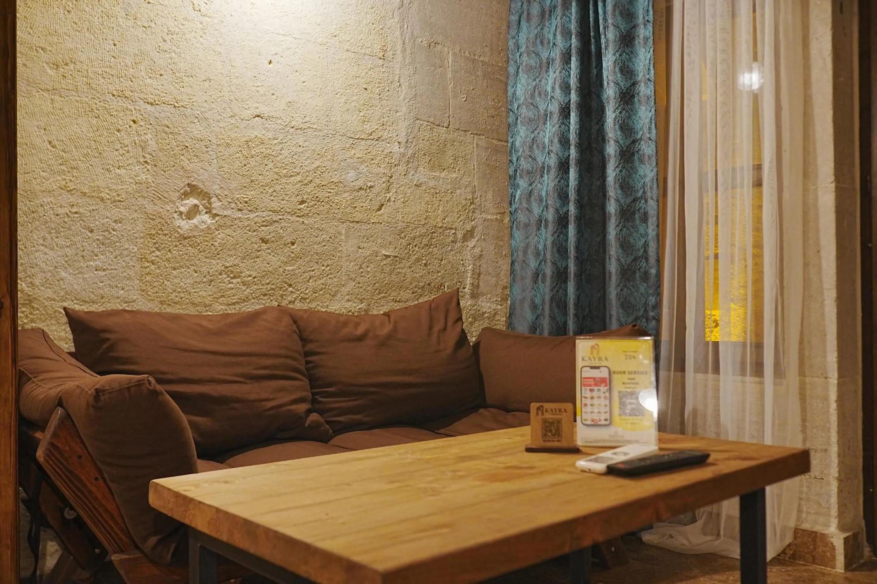 Seating area in Kayra Cave Suites