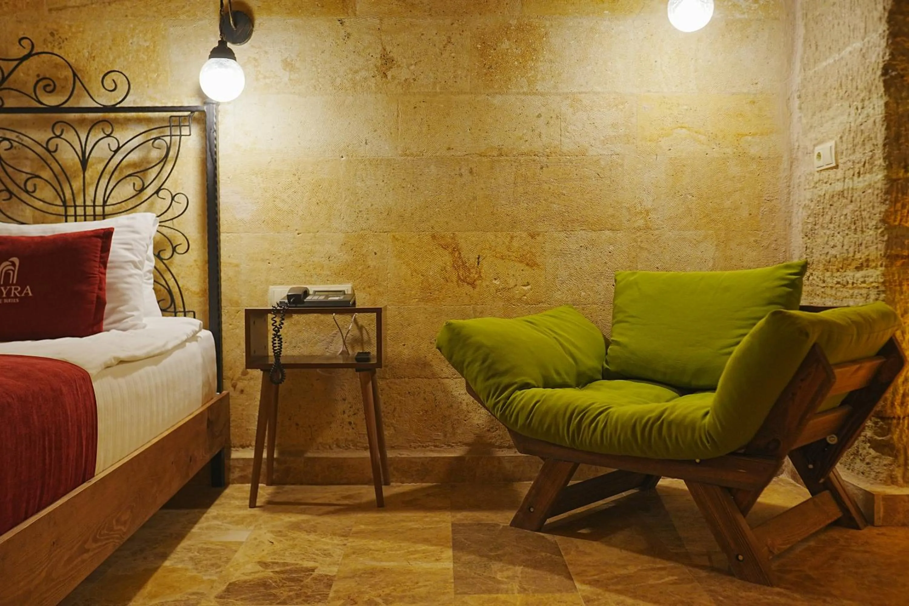 Bed in Kayra Cave Suites