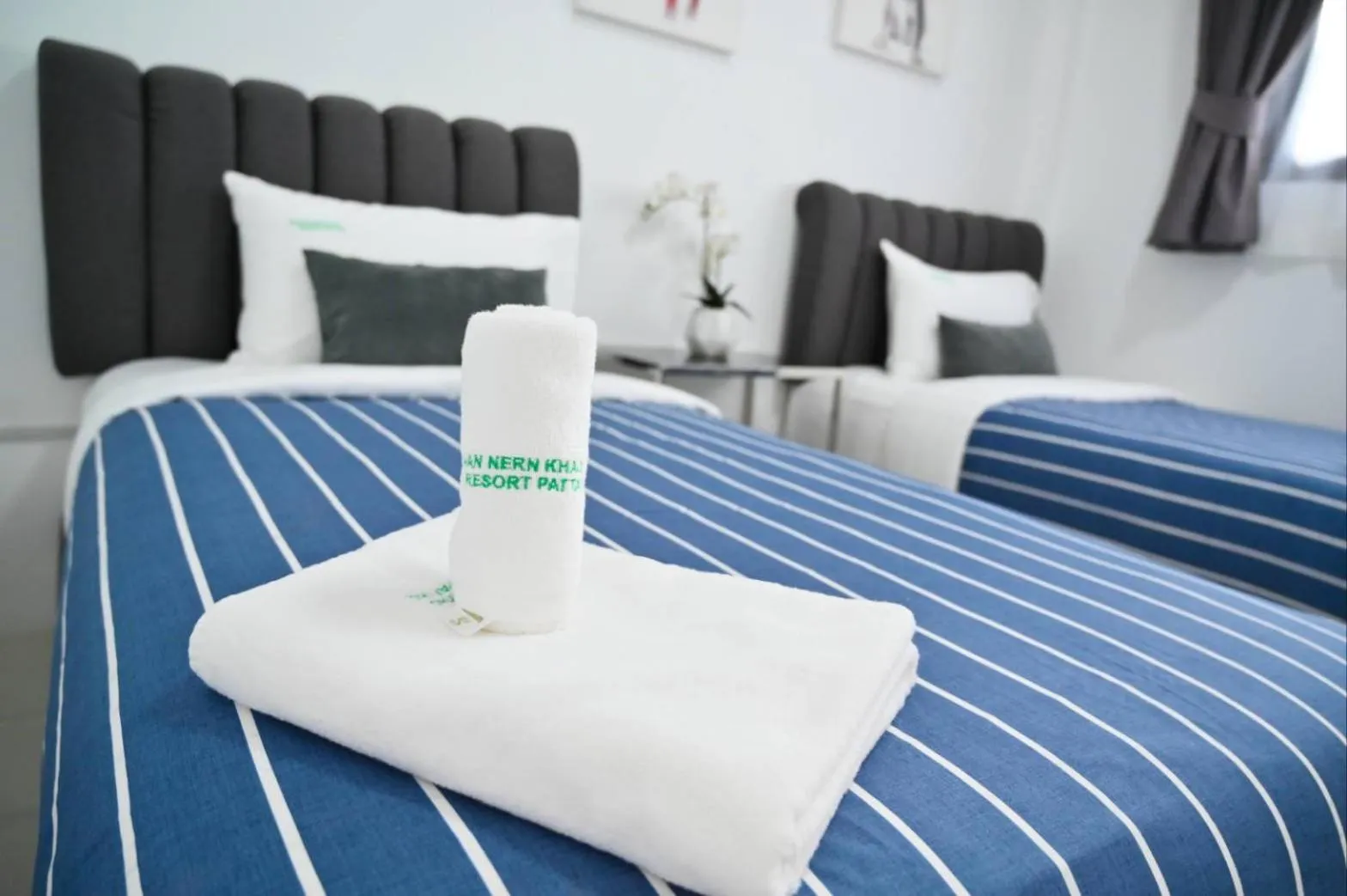 Bed in Baan Nern Khao Resort Pattaya