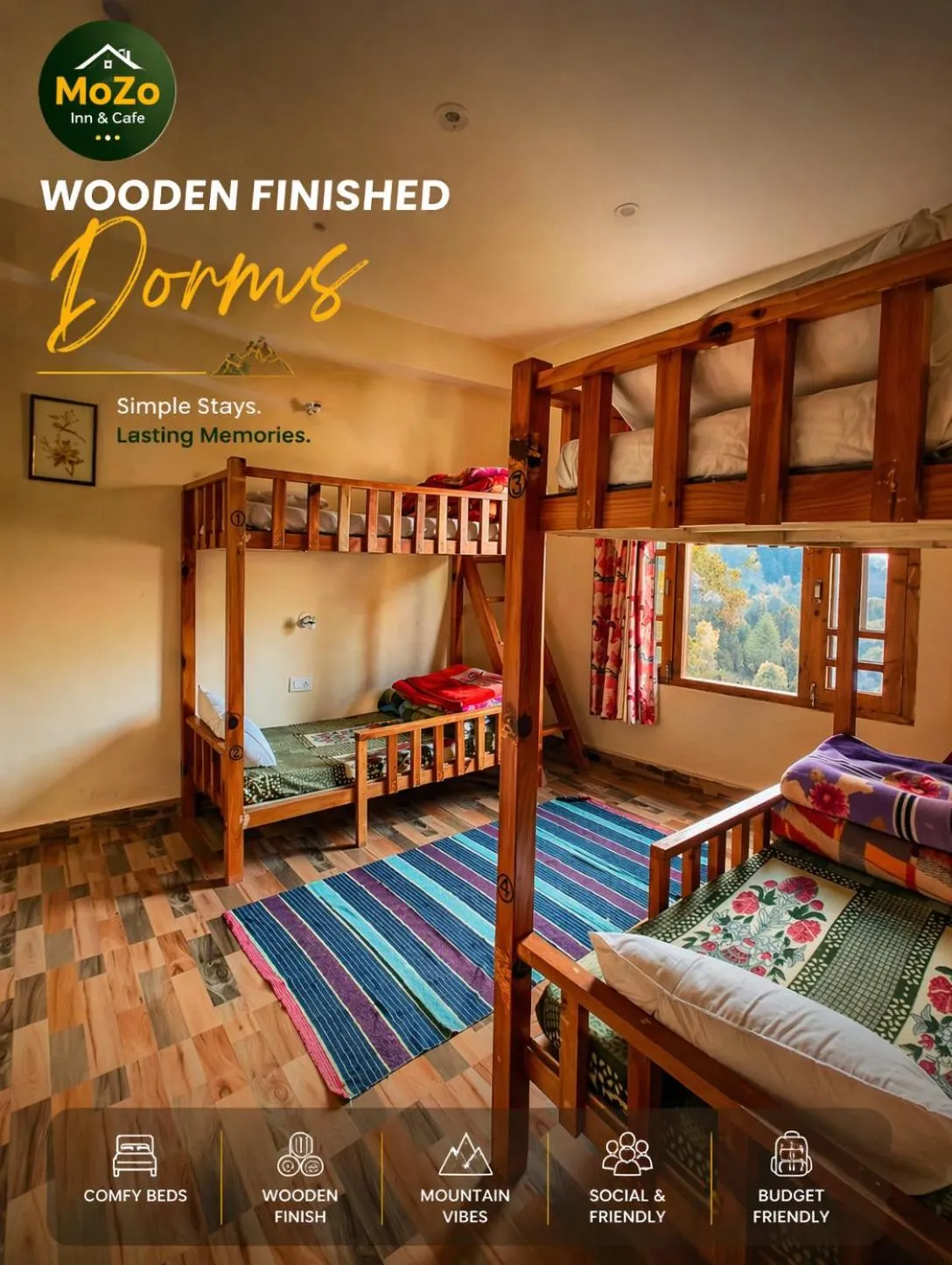 Bed in MOZO Inn&Cafe Jibhi