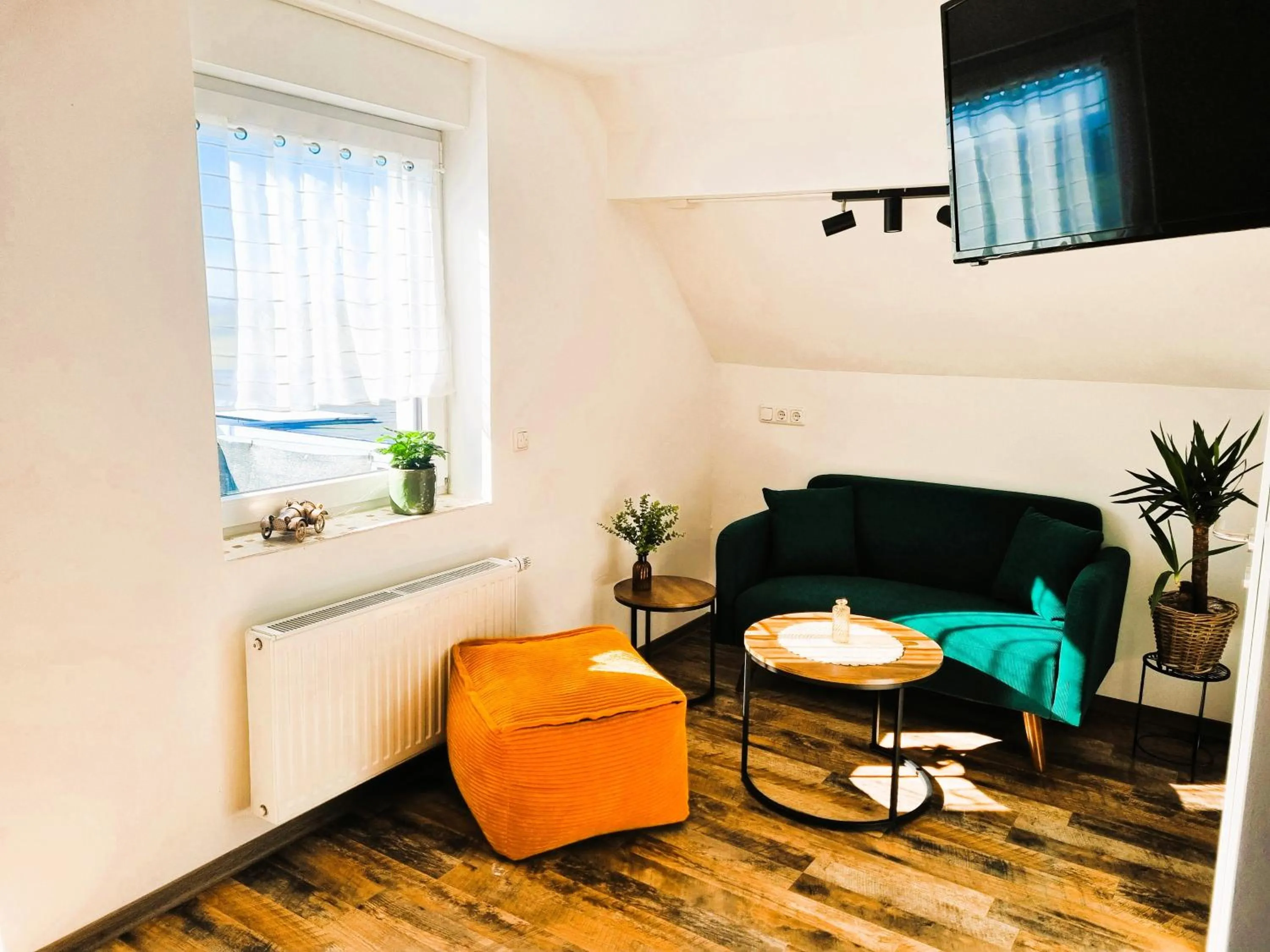 Living room in CJS Apartments - Chill or Drive am Nürburgring, new Box Spring Beds, new furniture, WLan, Spacious Rooms, Quiet Location