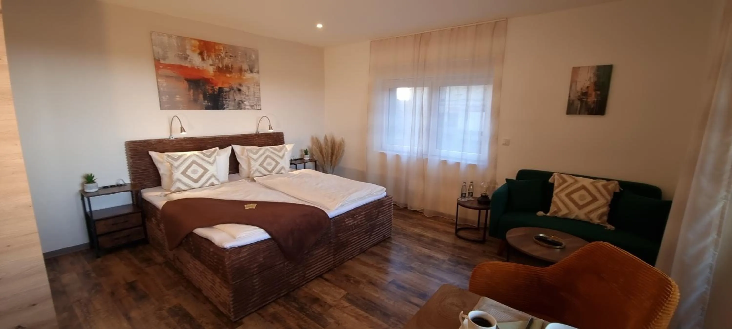 Bed in CJS Apartments - Chill or Drive am Nürburgring, new Box Spring Beds, new furniture, WLan, Spacious Rooms, Quiet Location