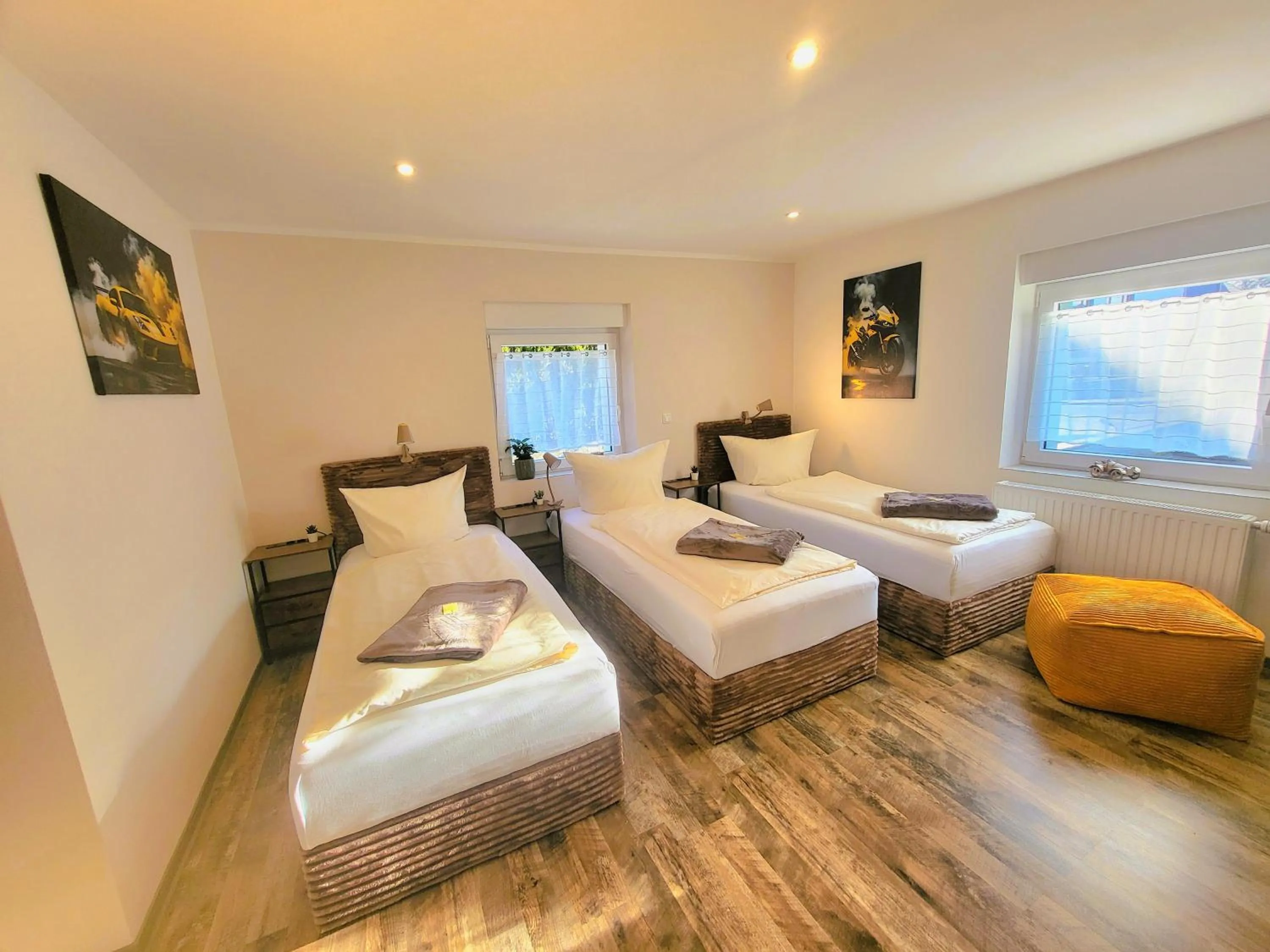 Bed in CJS Apartments - Chill or Drive am Nürburgring, new Box Spring Beds, new furniture, WLan, Spacious Rooms, Quiet Location