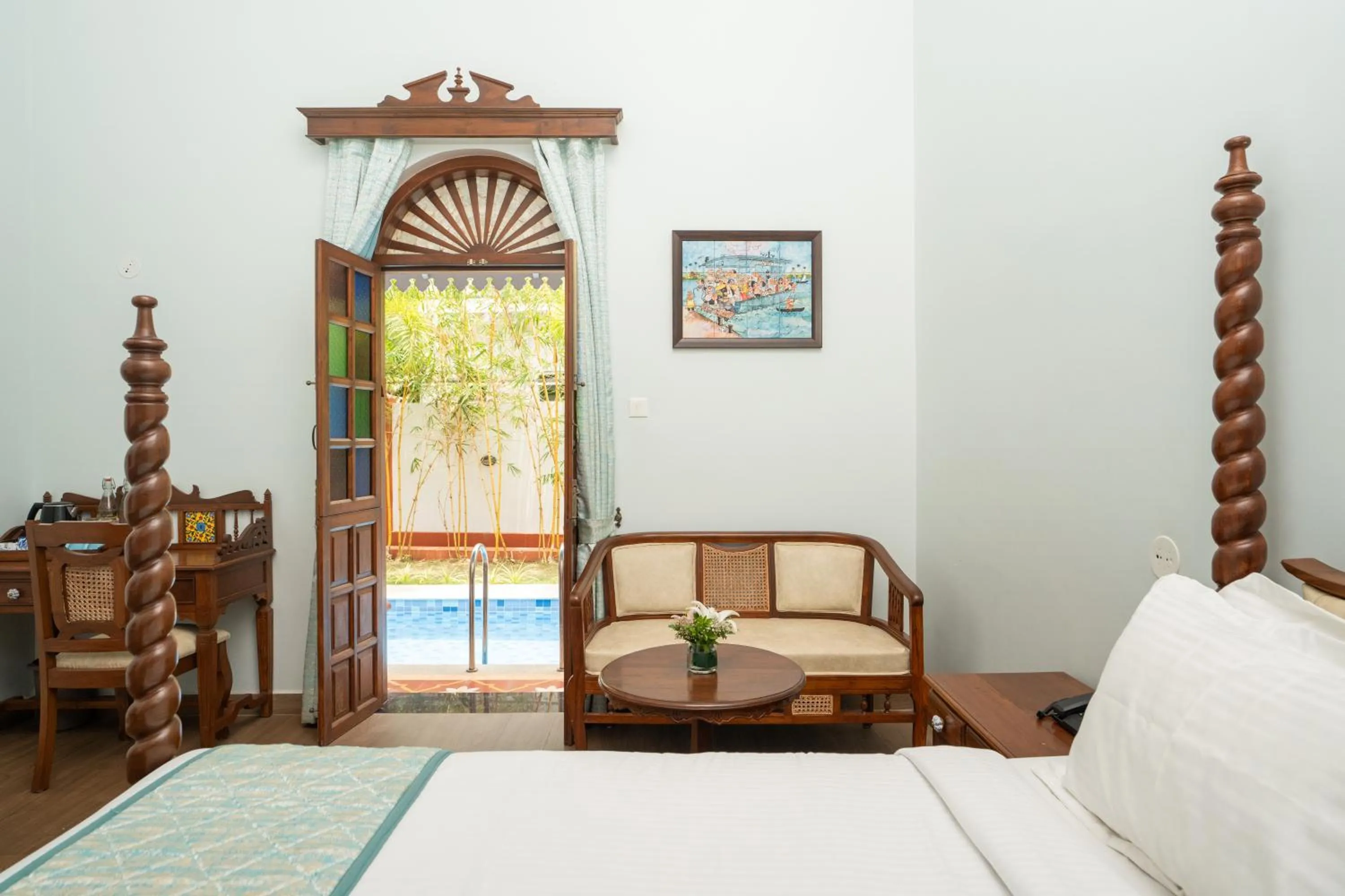 Pool view, Bed in Casa Albuquerque
