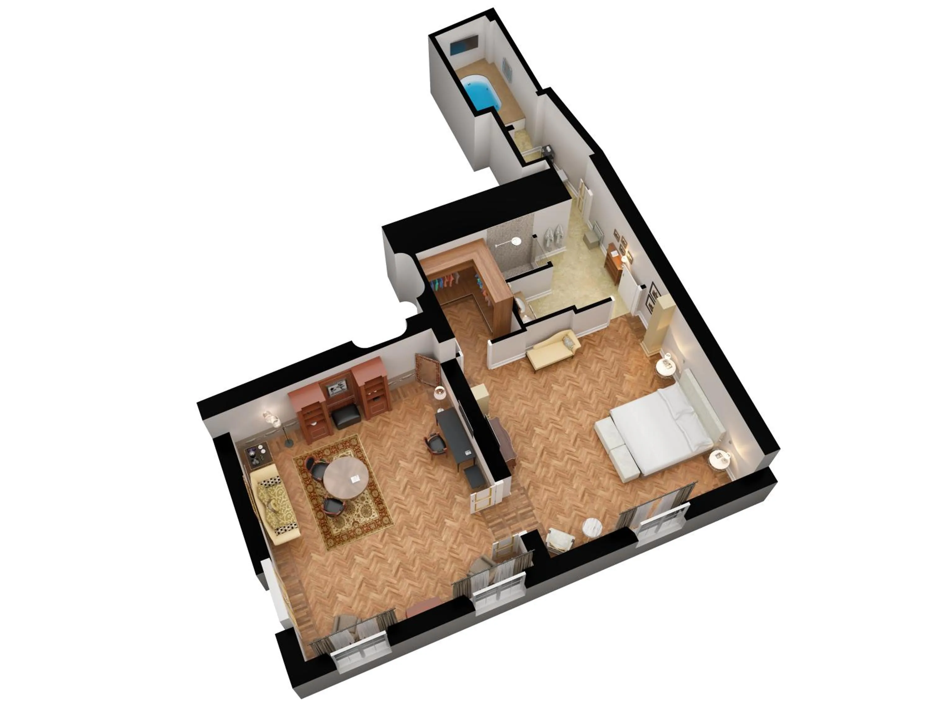 Floor plan, Bed in Palazzo Firenze by Baglioni Hotels & Resorts