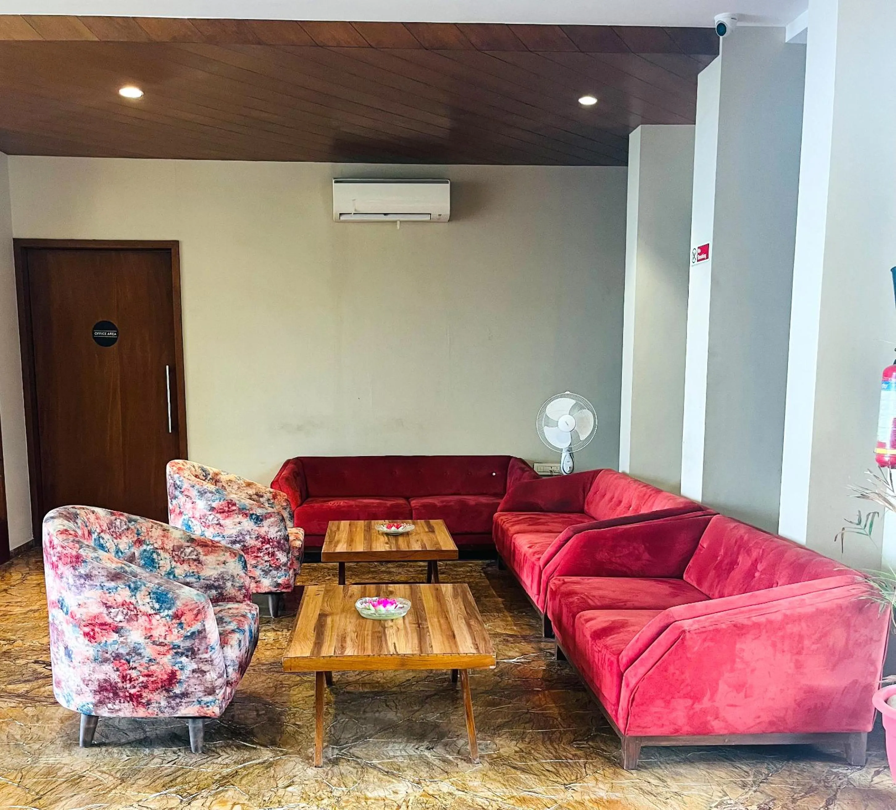 Seating area in Bapu's Resort, Dwarka
