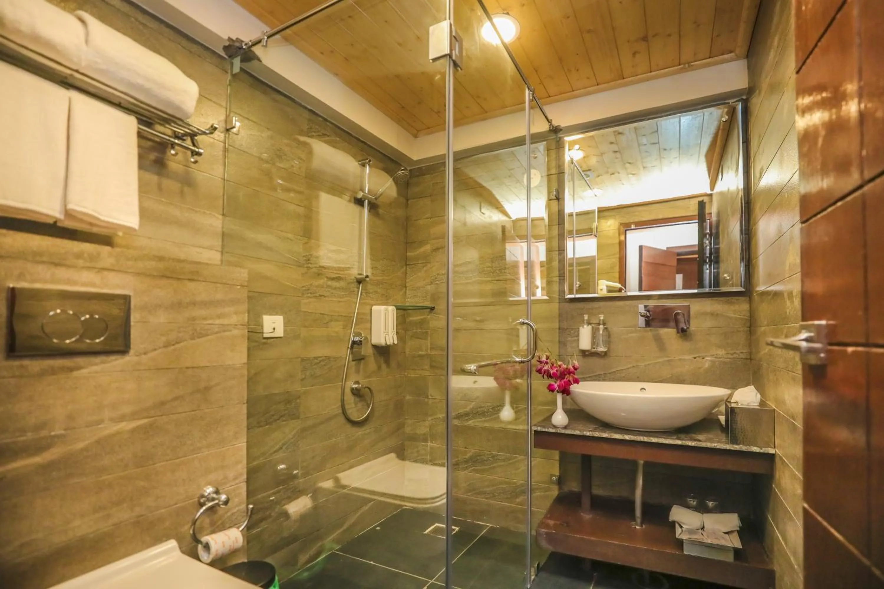 Shower in Regenta Resort Exotica Dharamshala on Hilltop