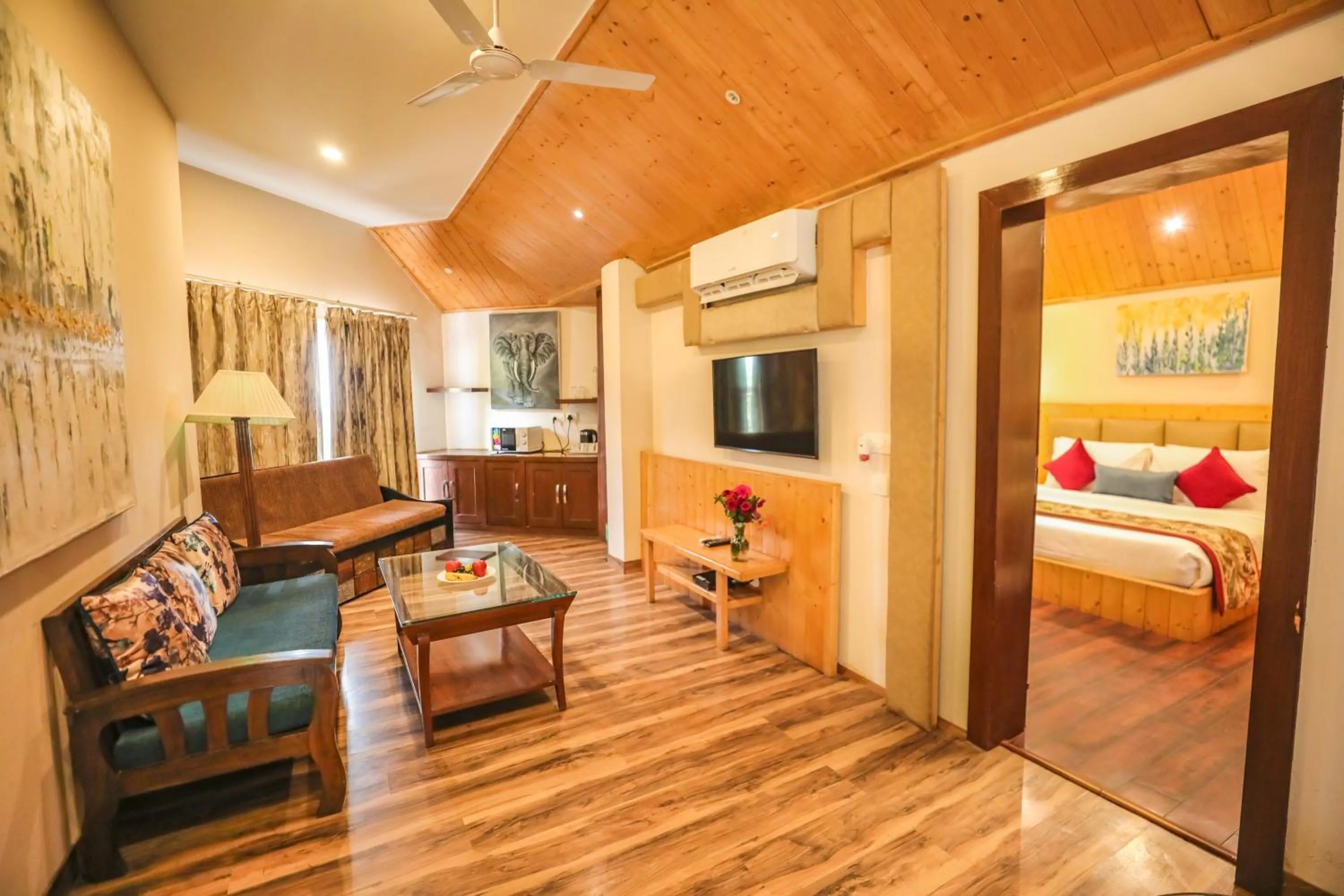 Living room, Bed in Regenta Resort Exotica Dharamshala on Hilltop