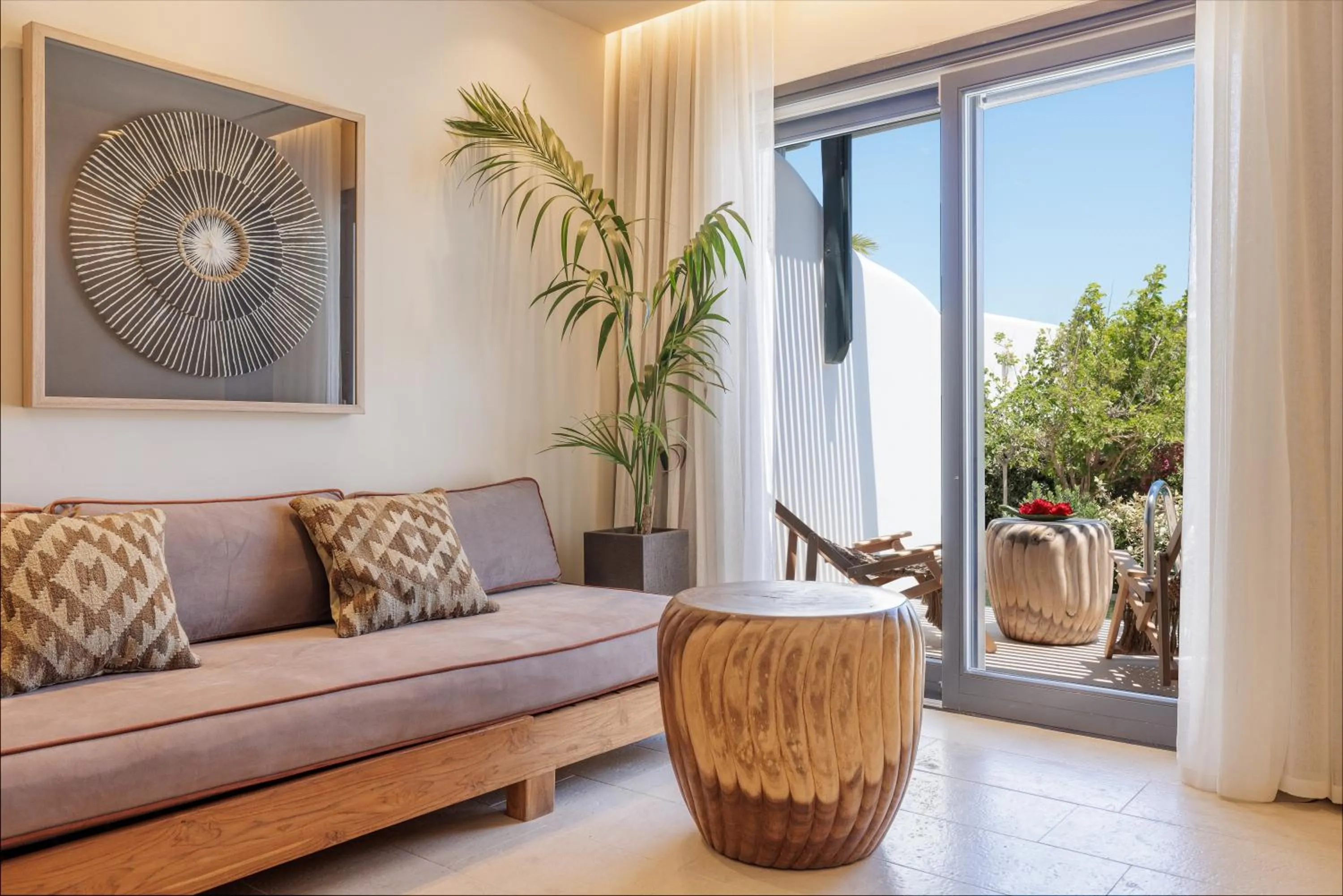 Living room in Asty Mykonos Hotel & Spa - World of One Hotel Group