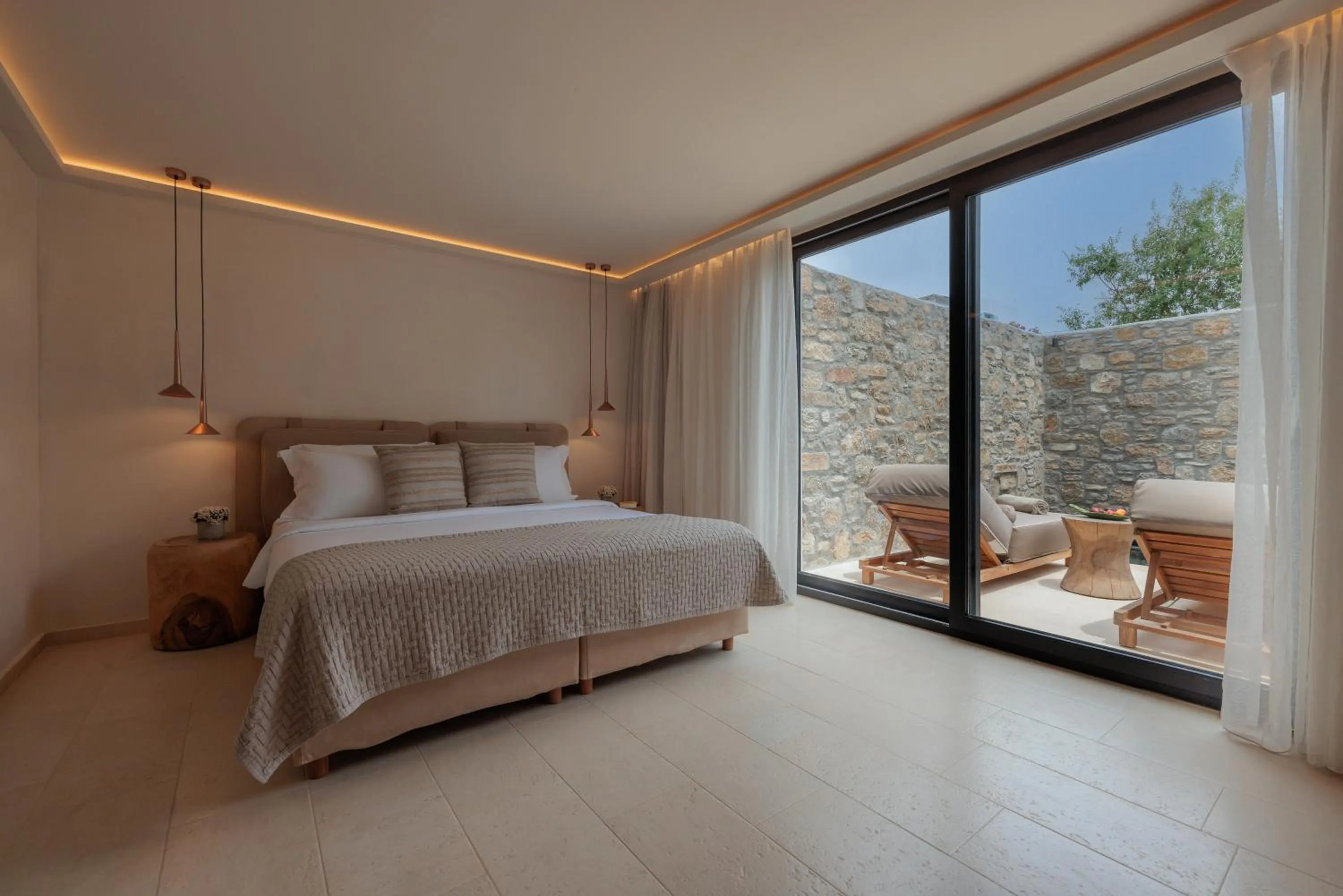 Bedroom, Bed in Asty Mykonos Hotel & Spa - World of One Hotel Group