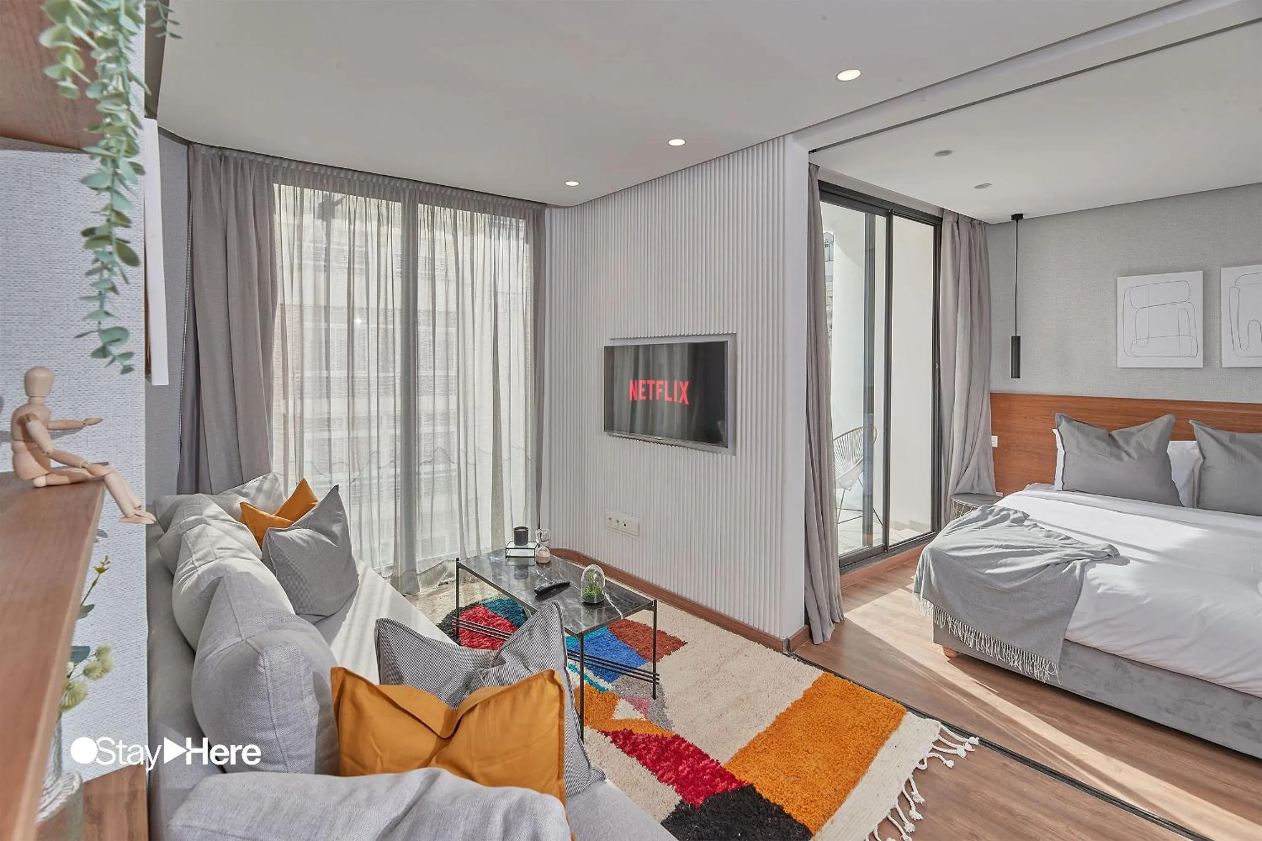 TV and multimedia, Bed in Stayhere Casablanca - Palmier - Executive Residence