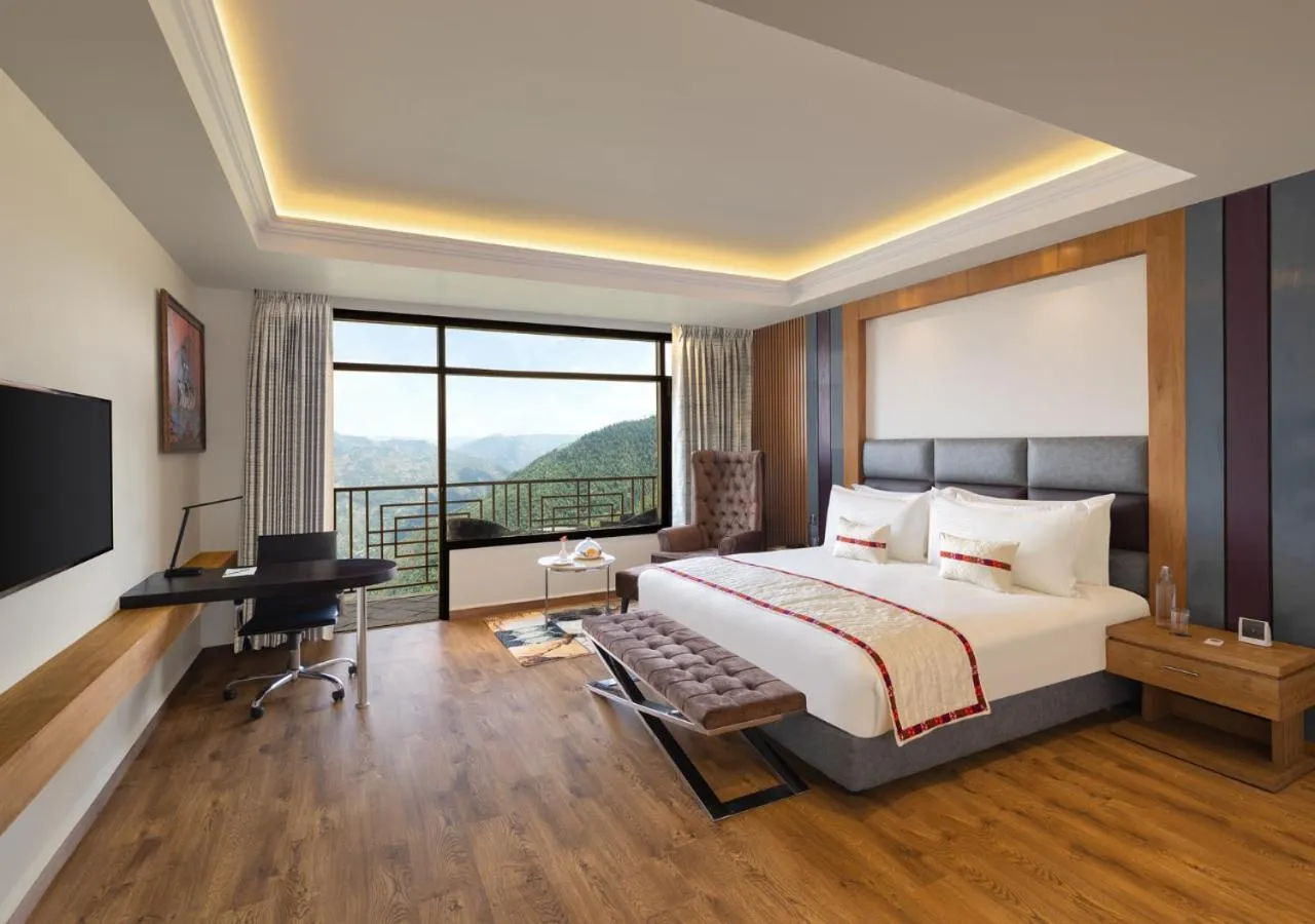 Bedroom, Bed in juSTa Cliffend Resort & Spa, Mashobra