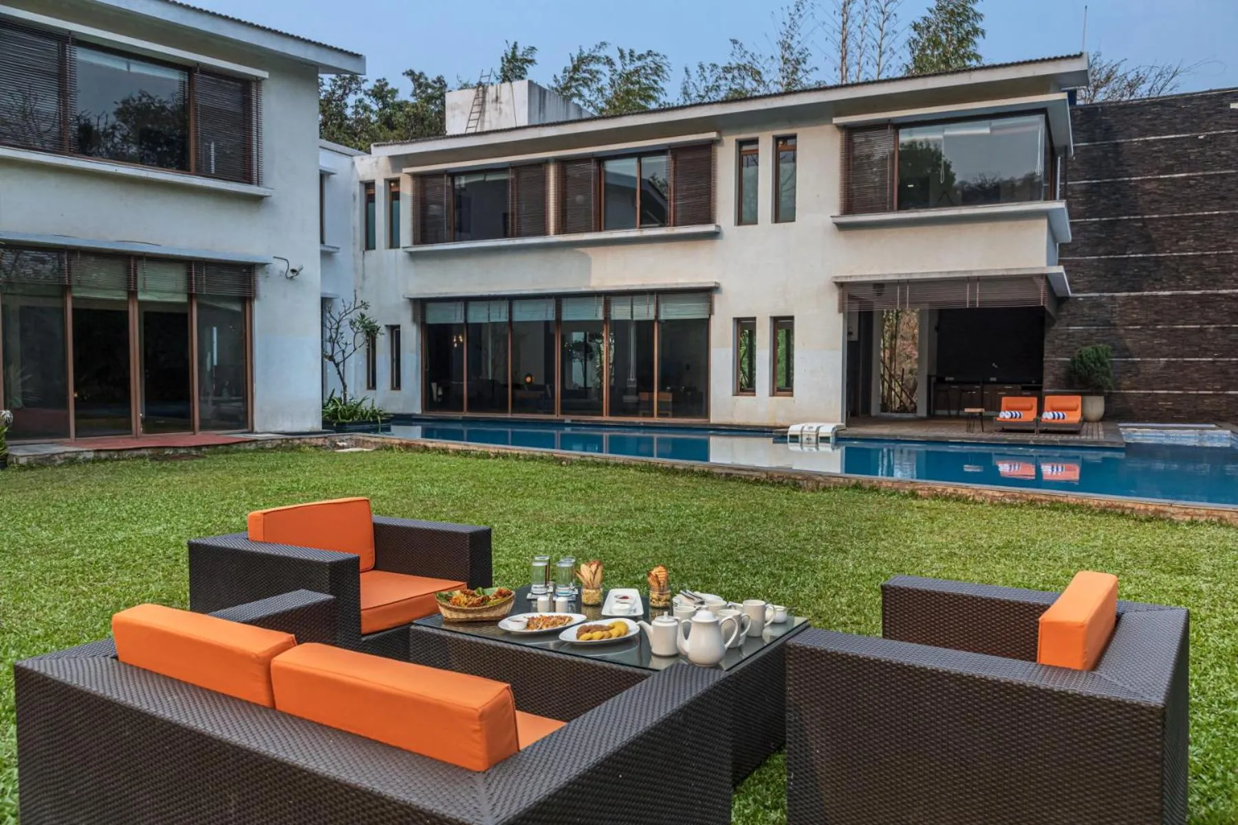 Patio in SaffronStays Estella, Alibaug