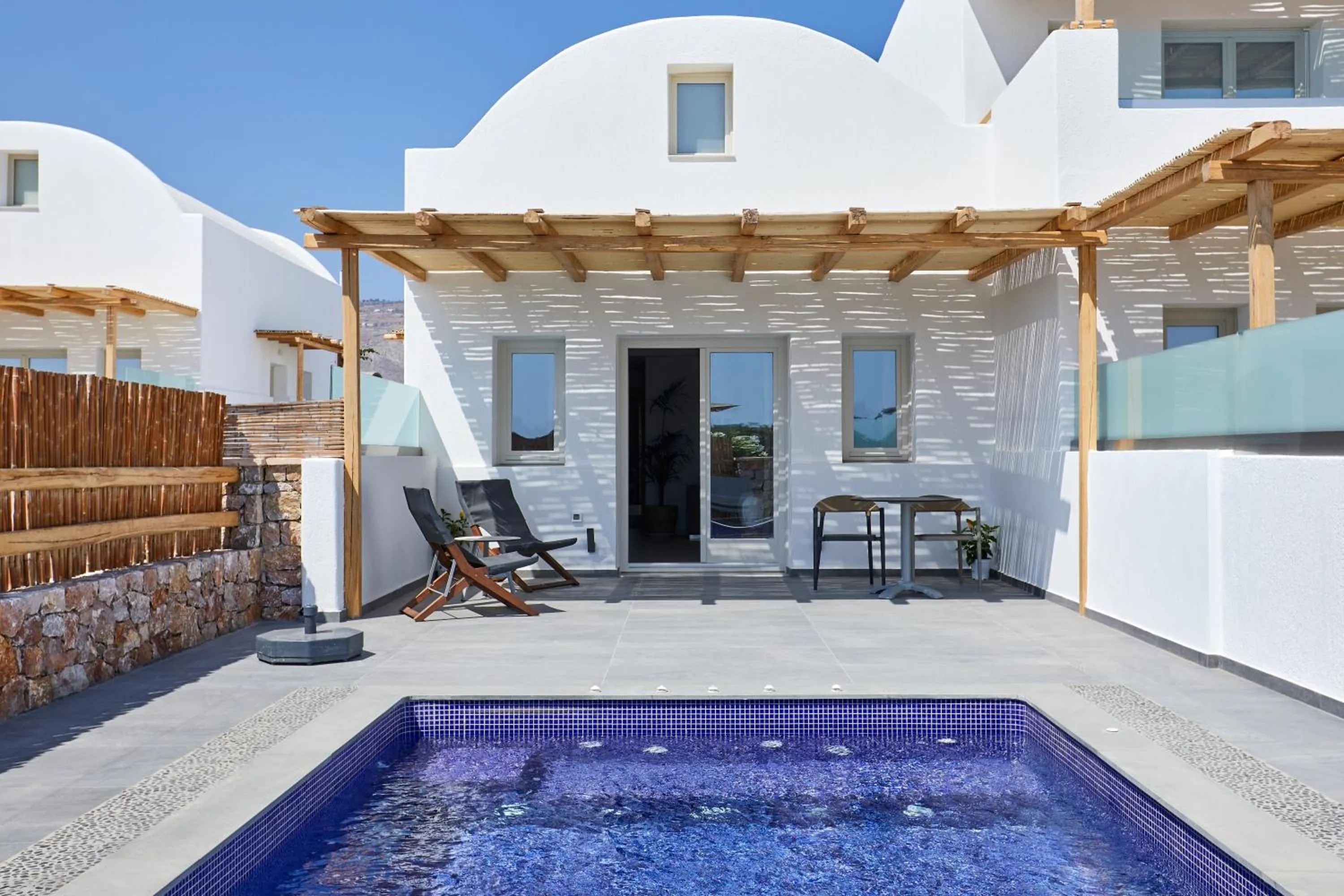 Balcony/Terrace in Sea Breeze Santorini Beach Resort, Curio By Hilton