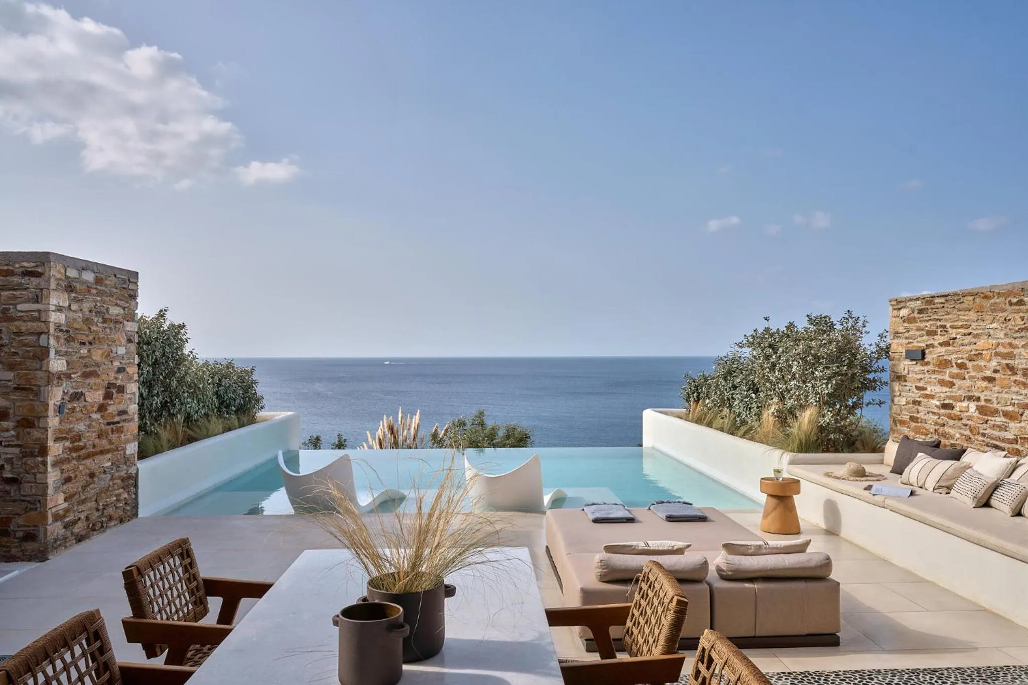 Seating area in Ios Grand Pool Suites