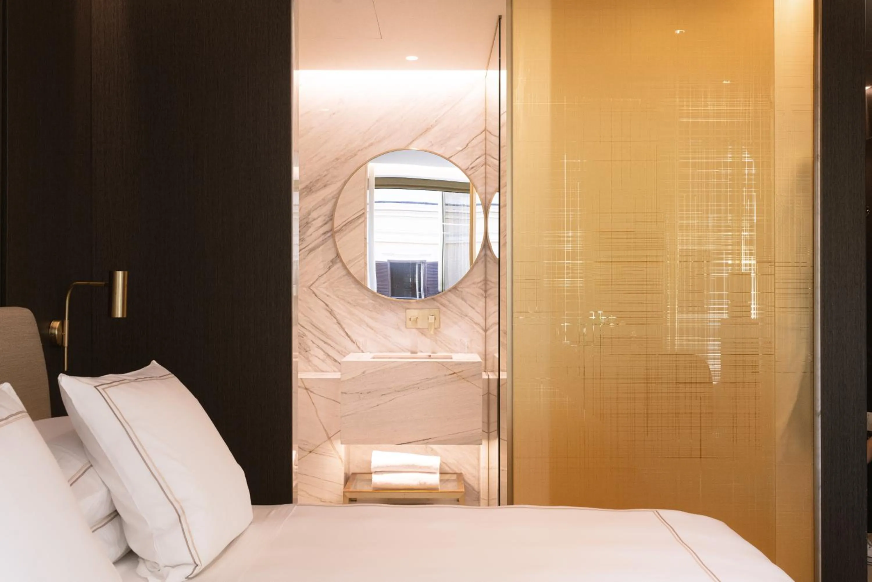 Bathroom, Bed in The First Musica - Preferred Hotels & Resorts