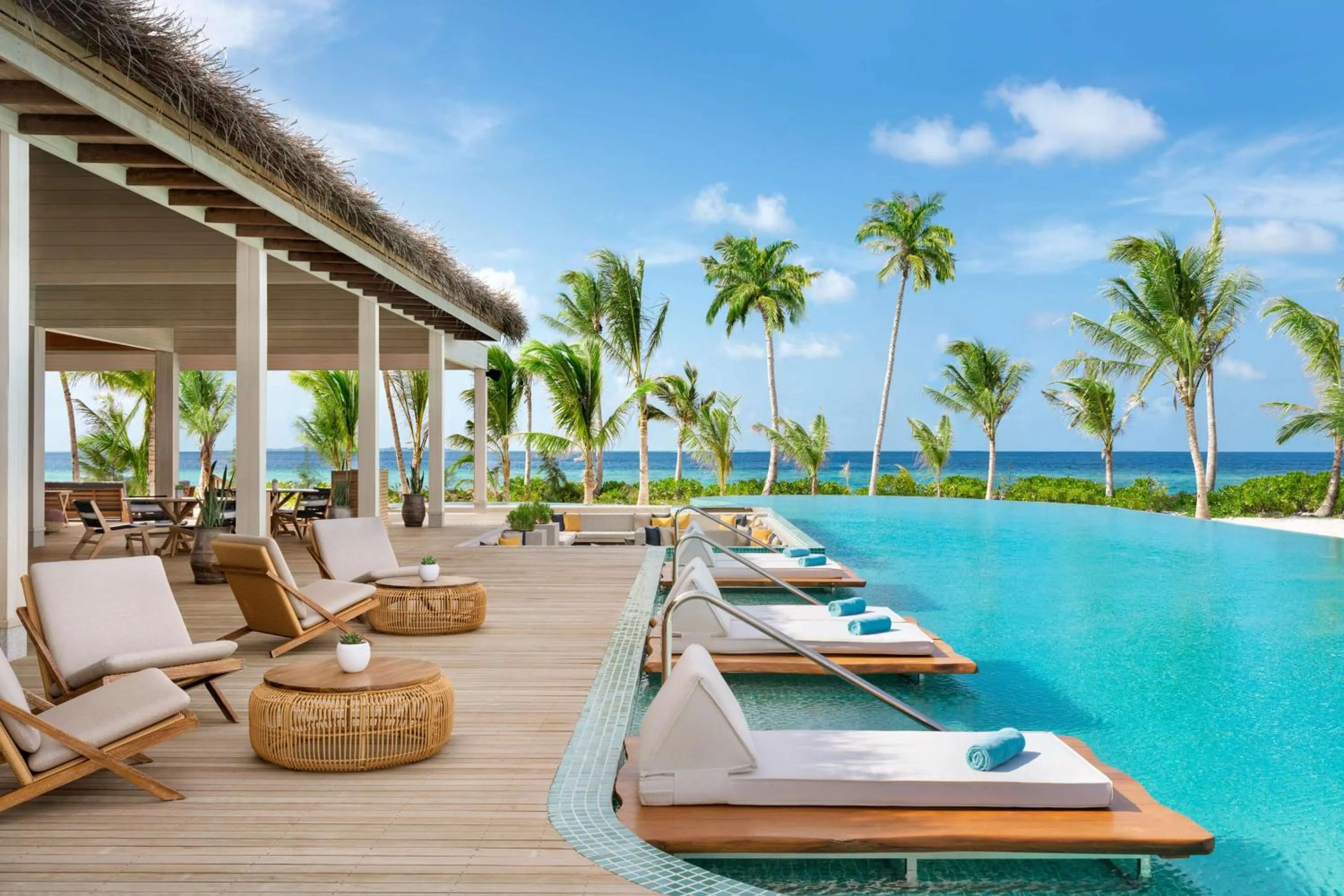 Pool view in Hilton Maldives Amingiri Resort & Spa