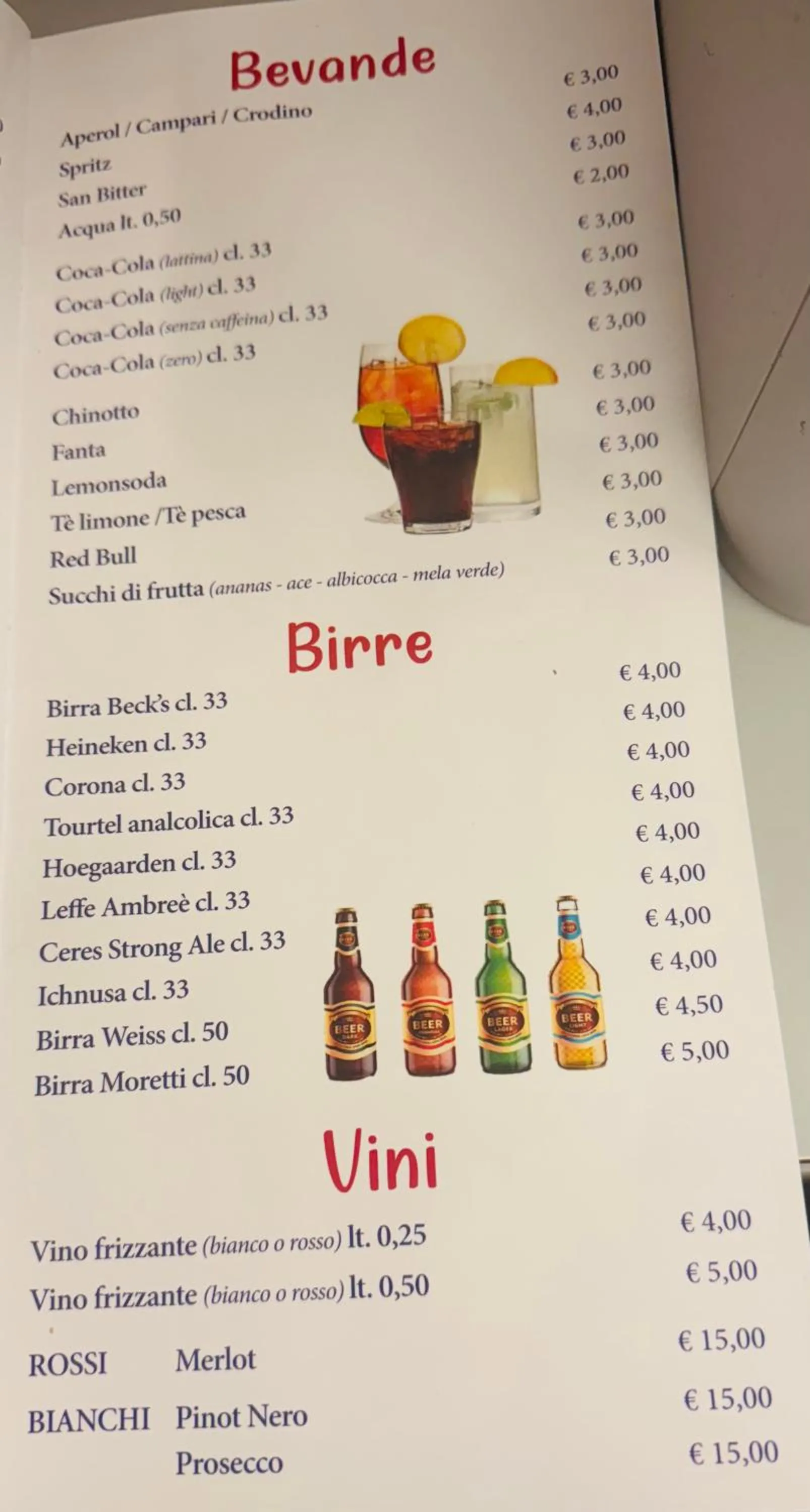 Food and drinks in hotel iris