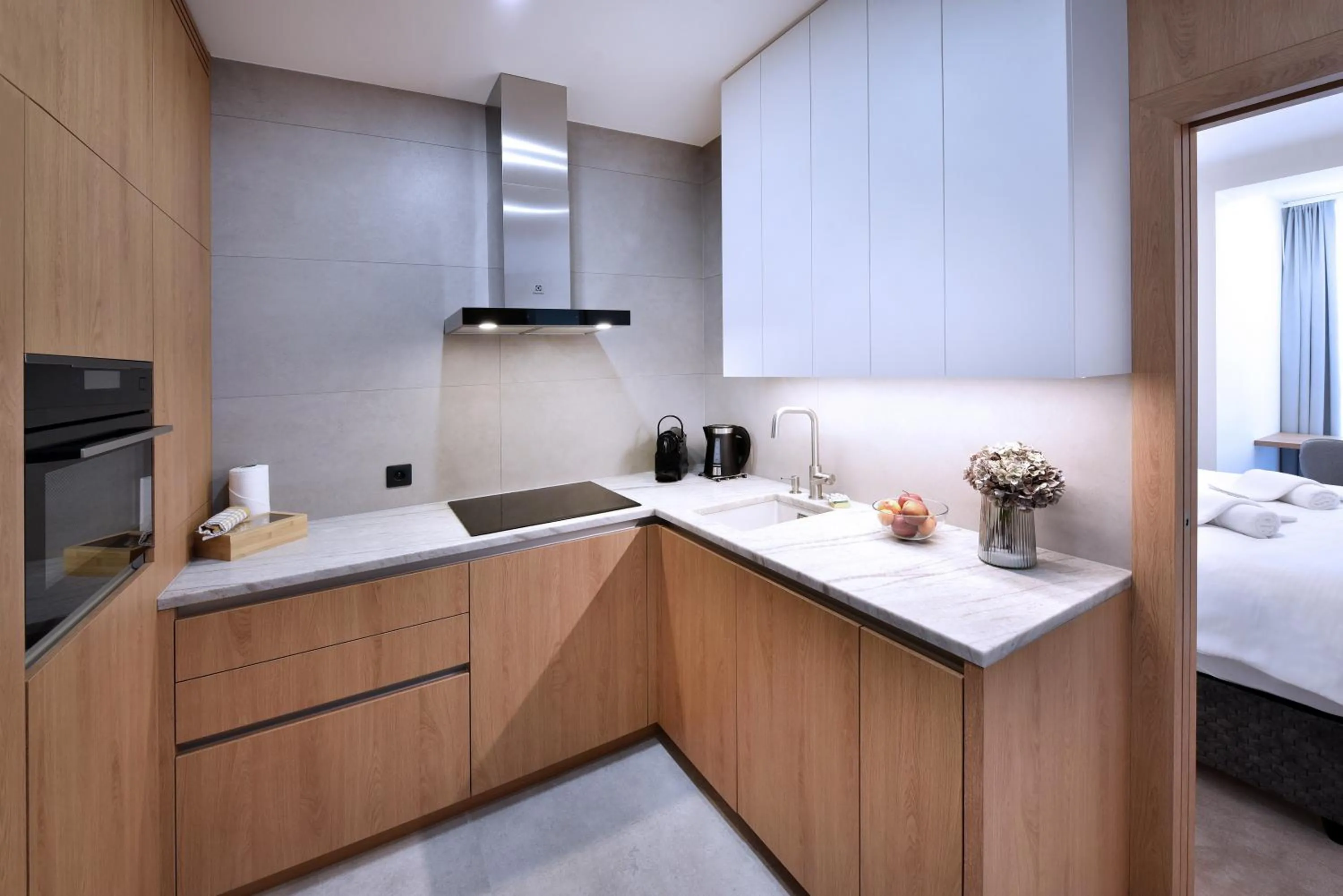 kitchen, Bed in APLEND Hotel Ovruč