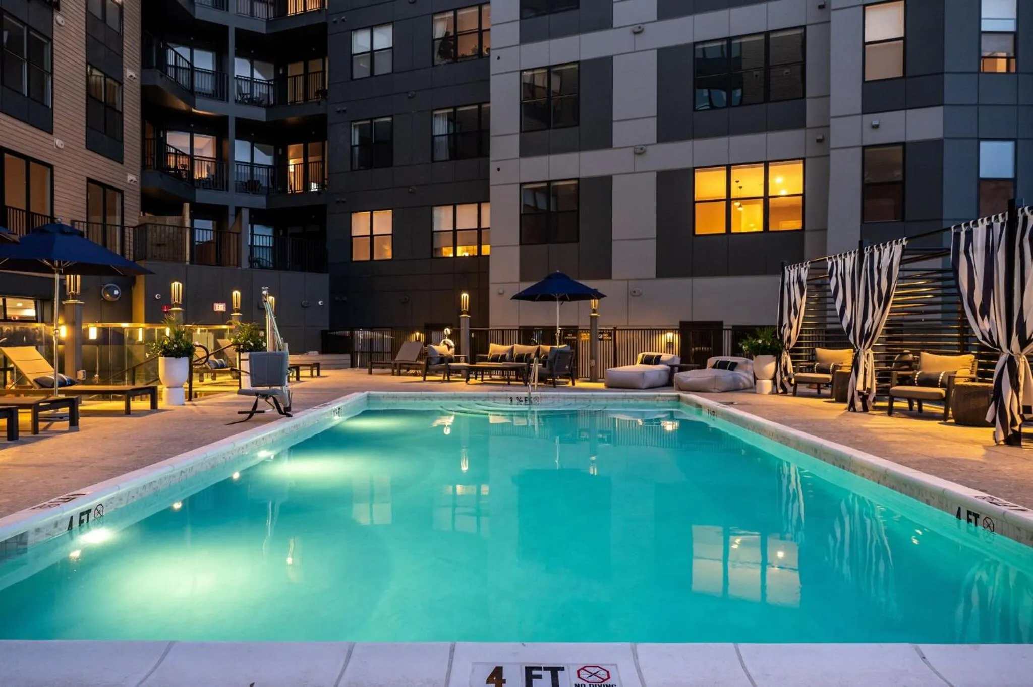 Pool view in Luxury Apartments by Hyatus at Pierpont