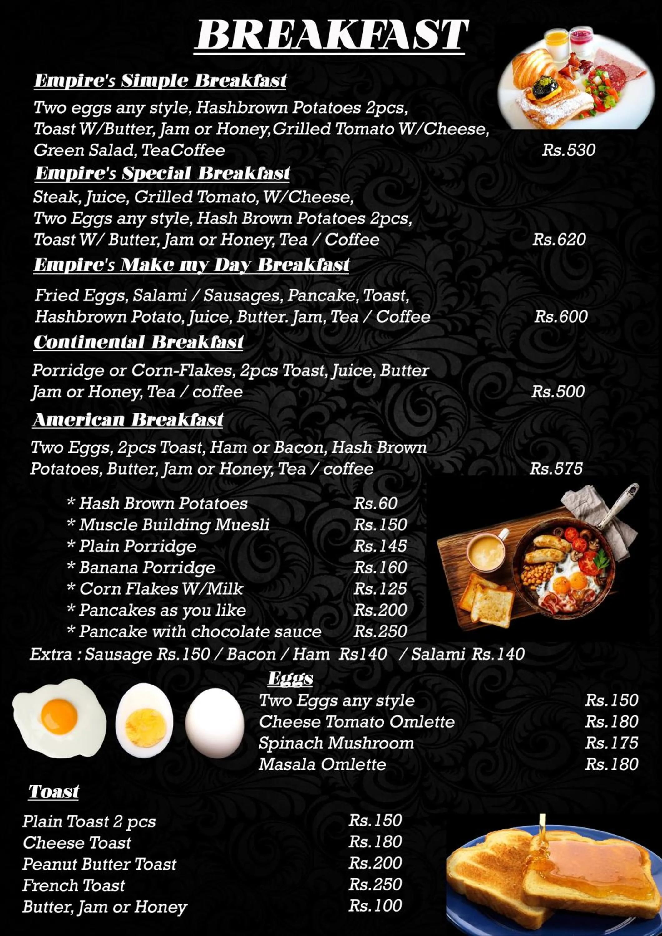 Breakfast in Hotel Empire & Rooftop Restaurant