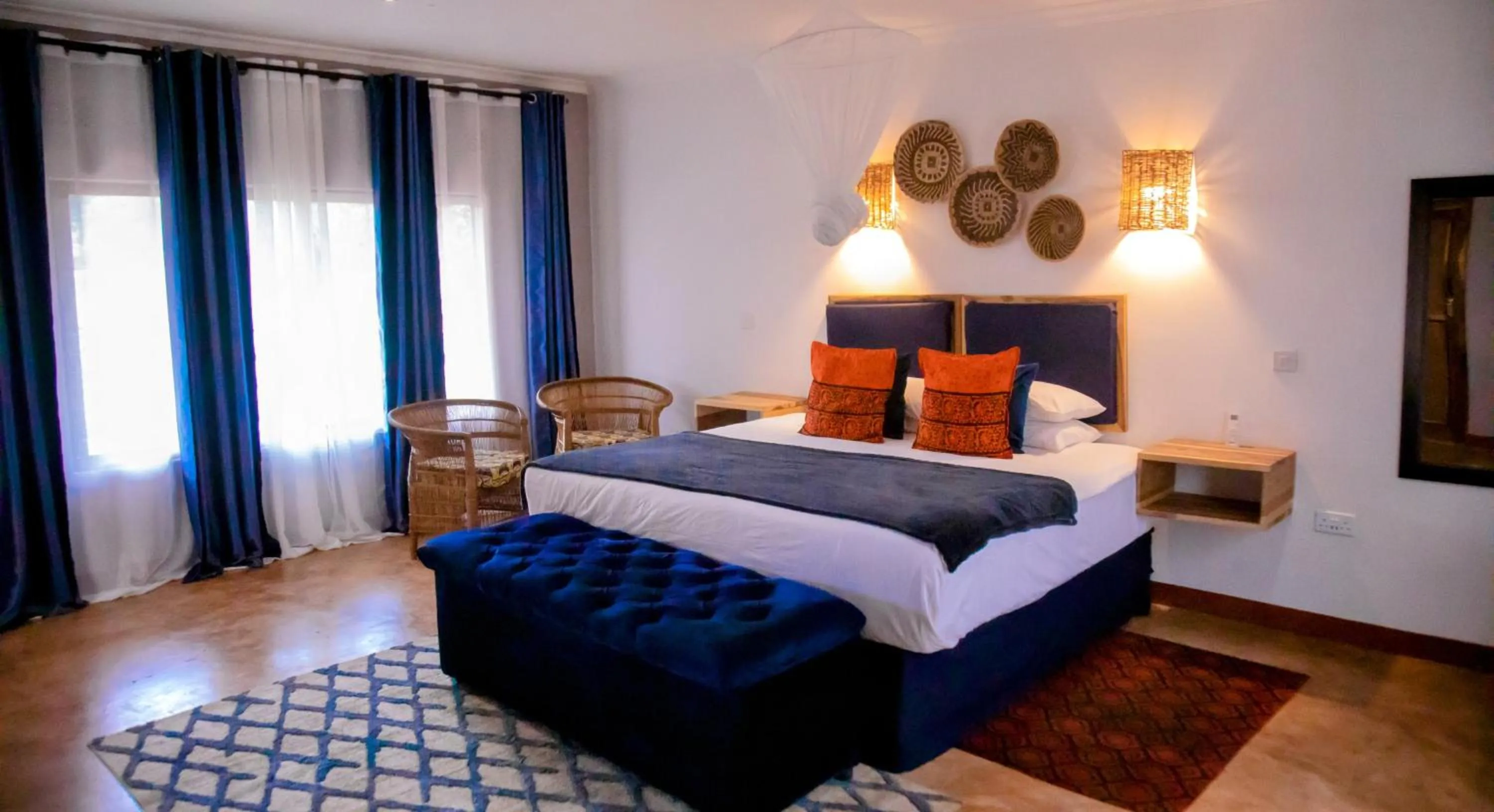 Bedroom, Bed in The Nkhosi Livingstone Lodge and Spa