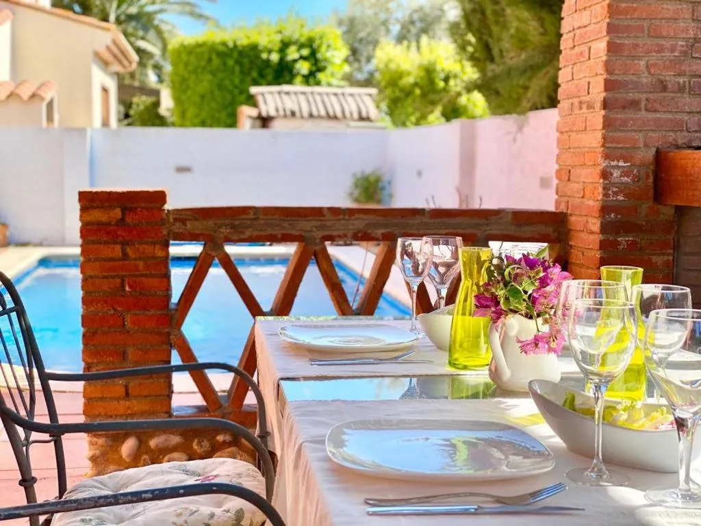 Balcony/Terrace in Cozy holiday home with pool in St Pere Pescador