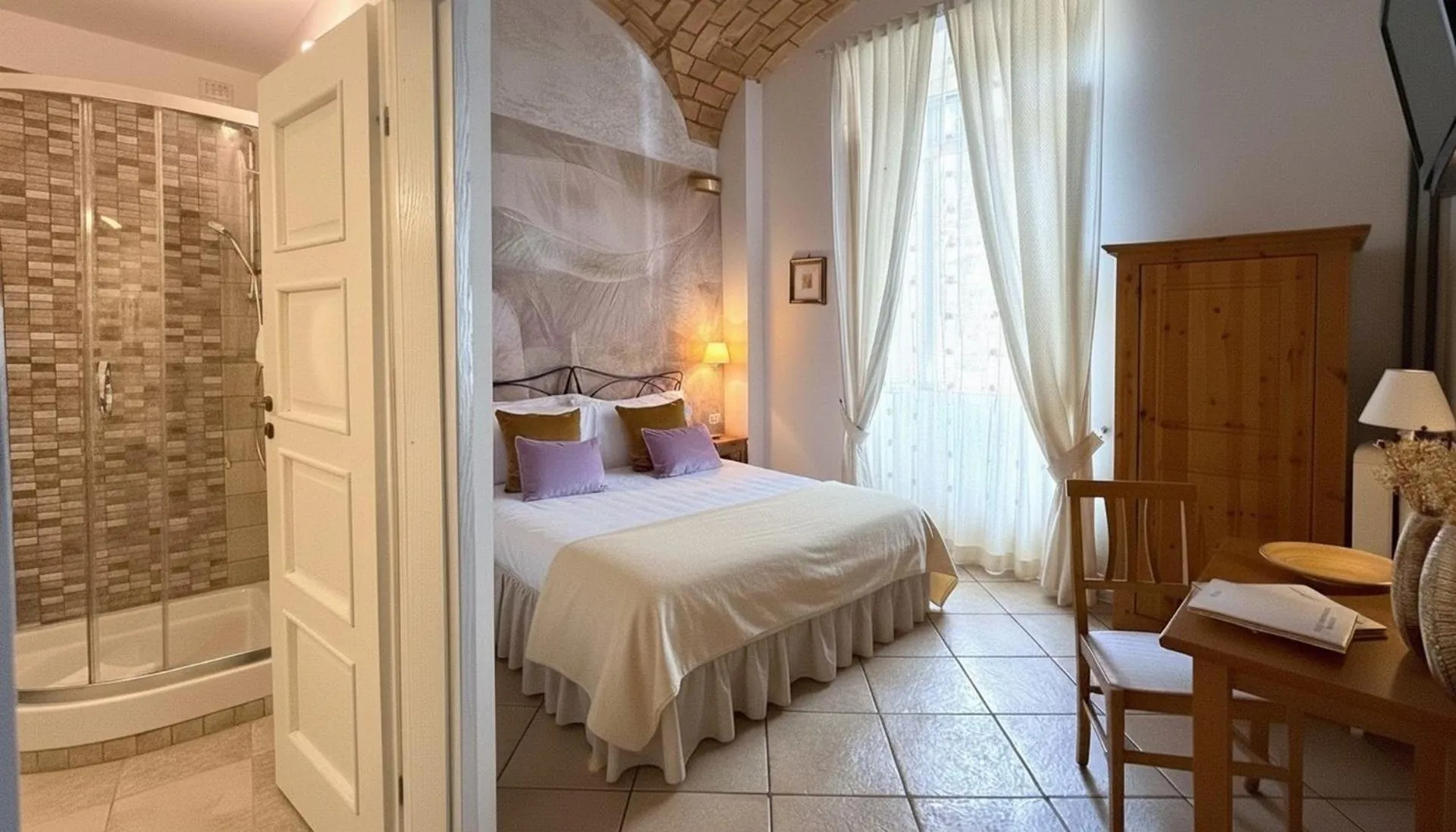 Shower, Bed in Le Clarisse Trastevere