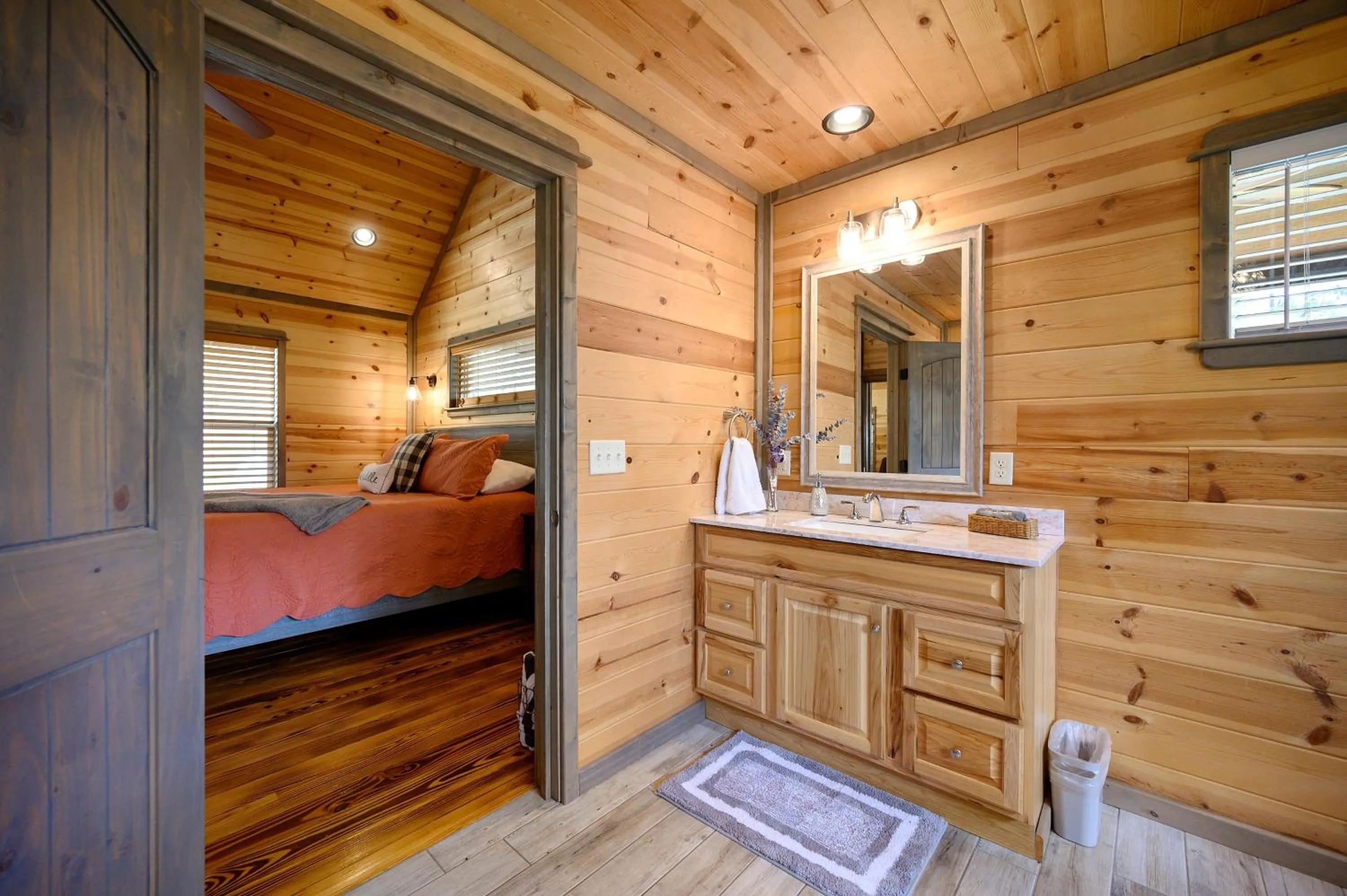 Photo of the whole room in Convenient Romantic Hot Tub BBQ 3-night special!