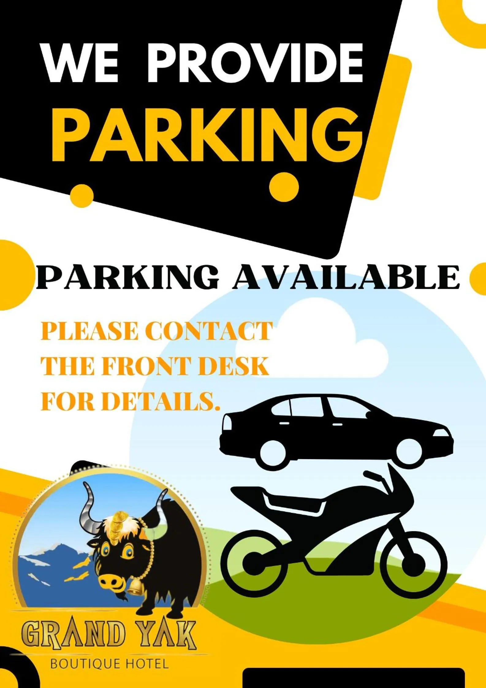 Parking in Grand Yak Boutique Hotel