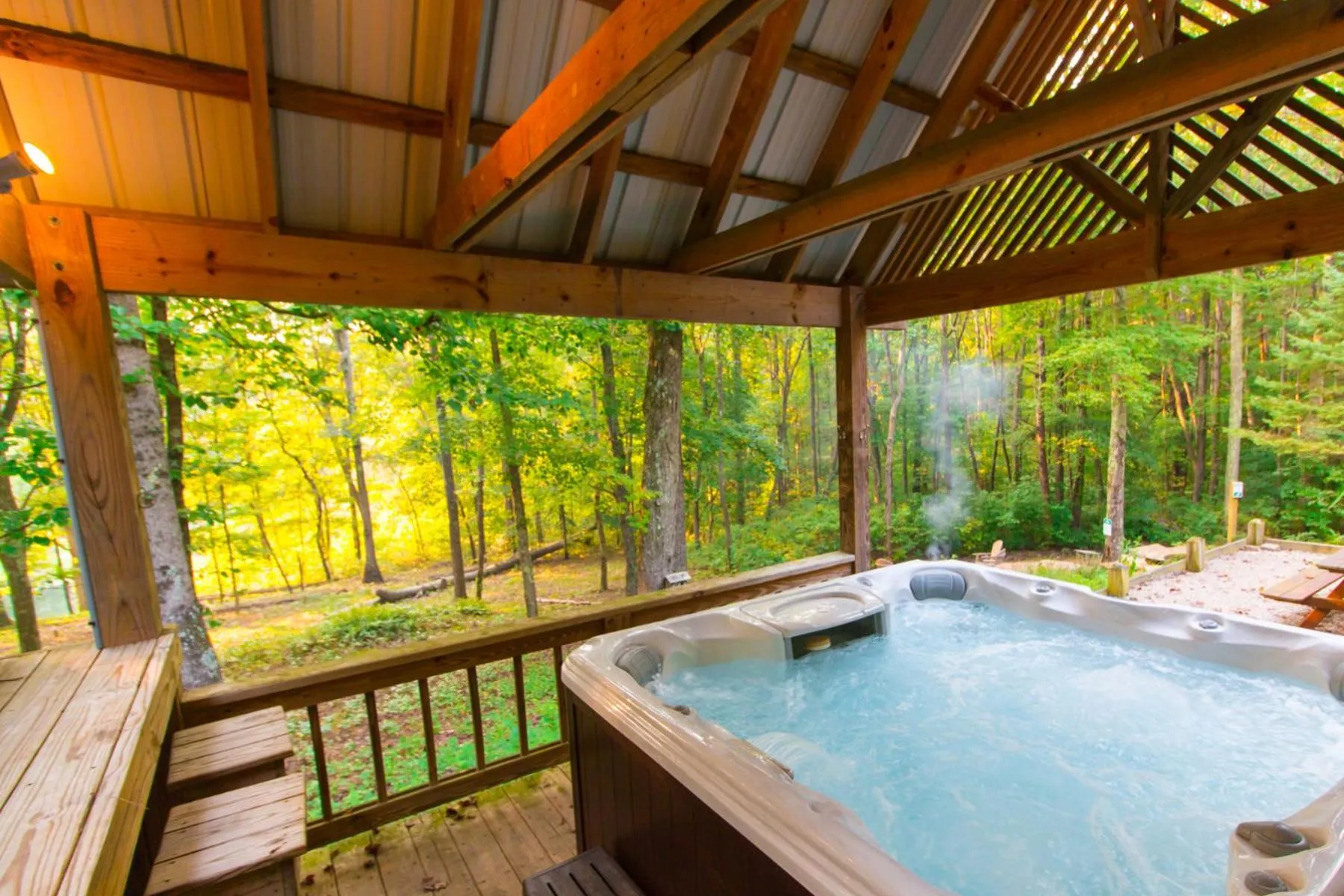 Hot Tub in Cherry Ridge Retreat Luxury Cabins