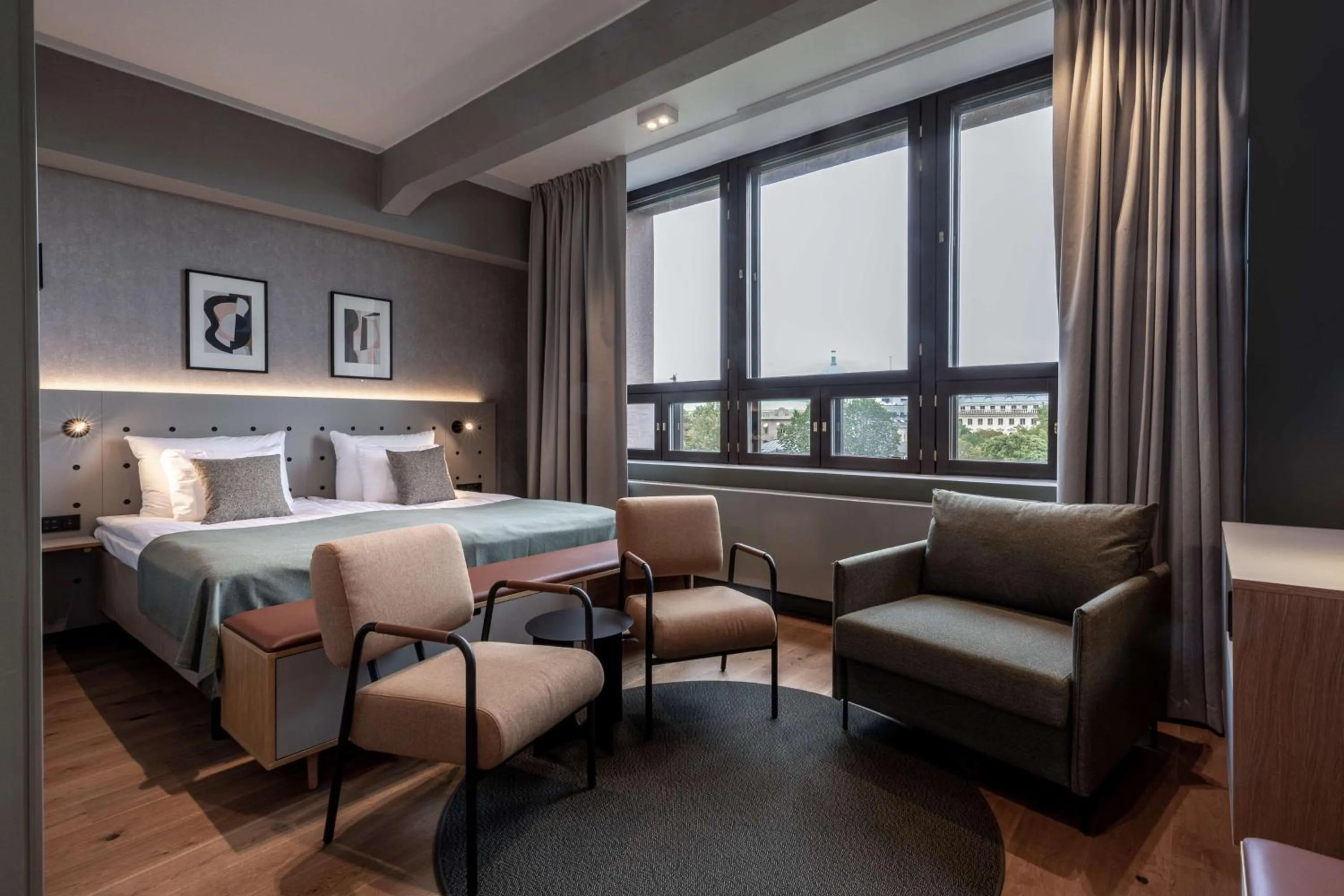 Bedroom, Bed in Scandic Helsinki Hub