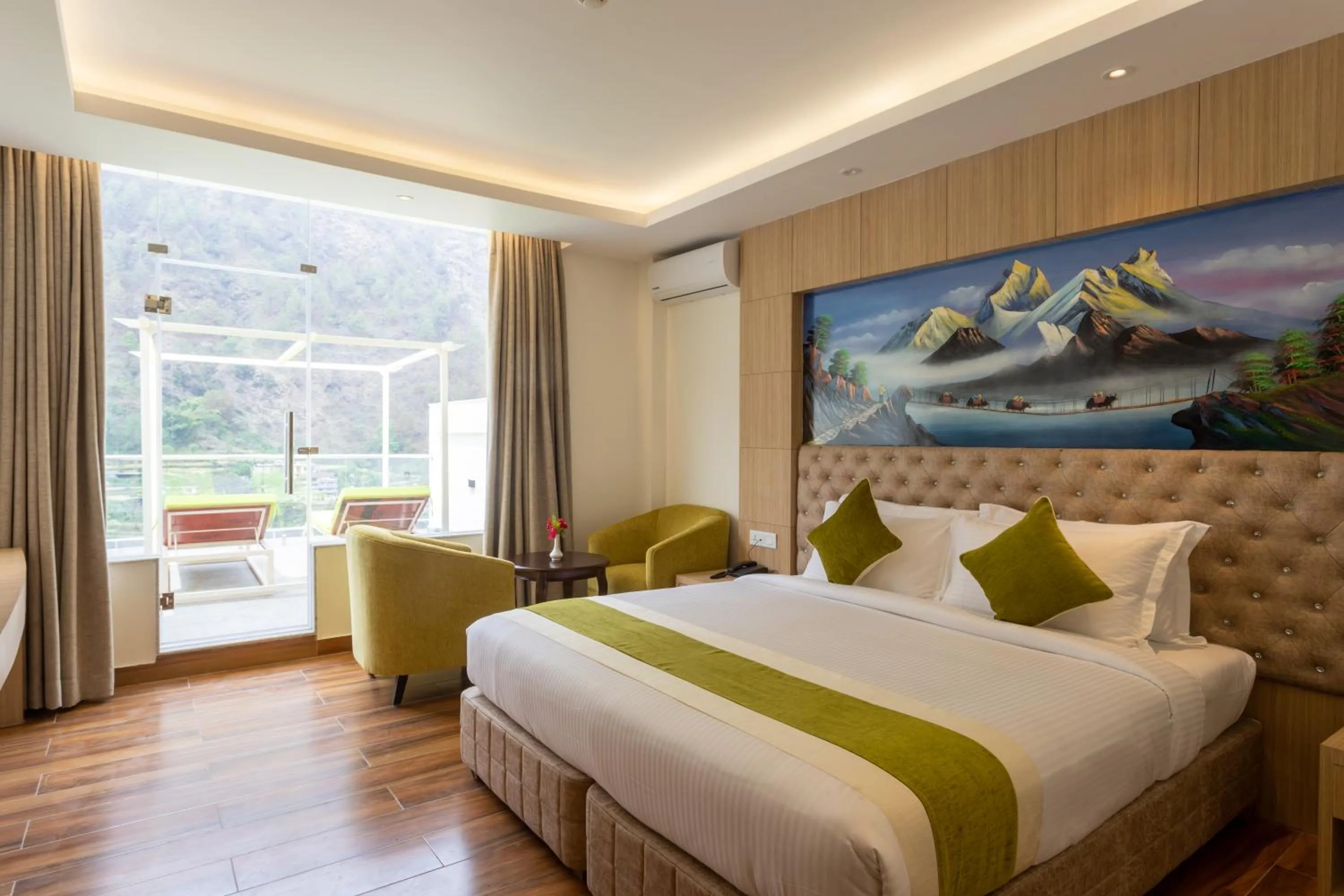 Bed in Bhotekoshi Heli Resort