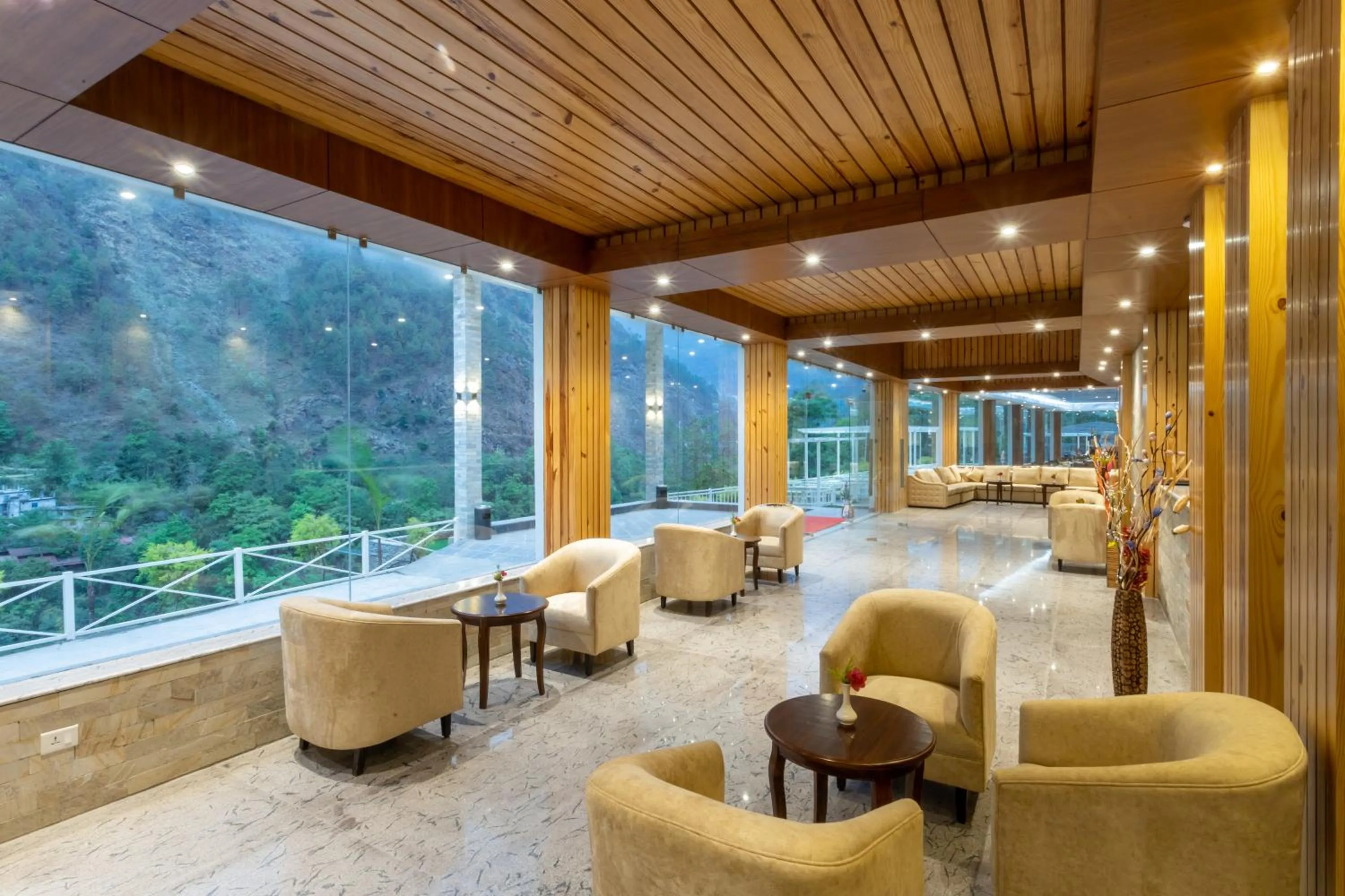 Seating area in Bhotekoshi Heli Resort