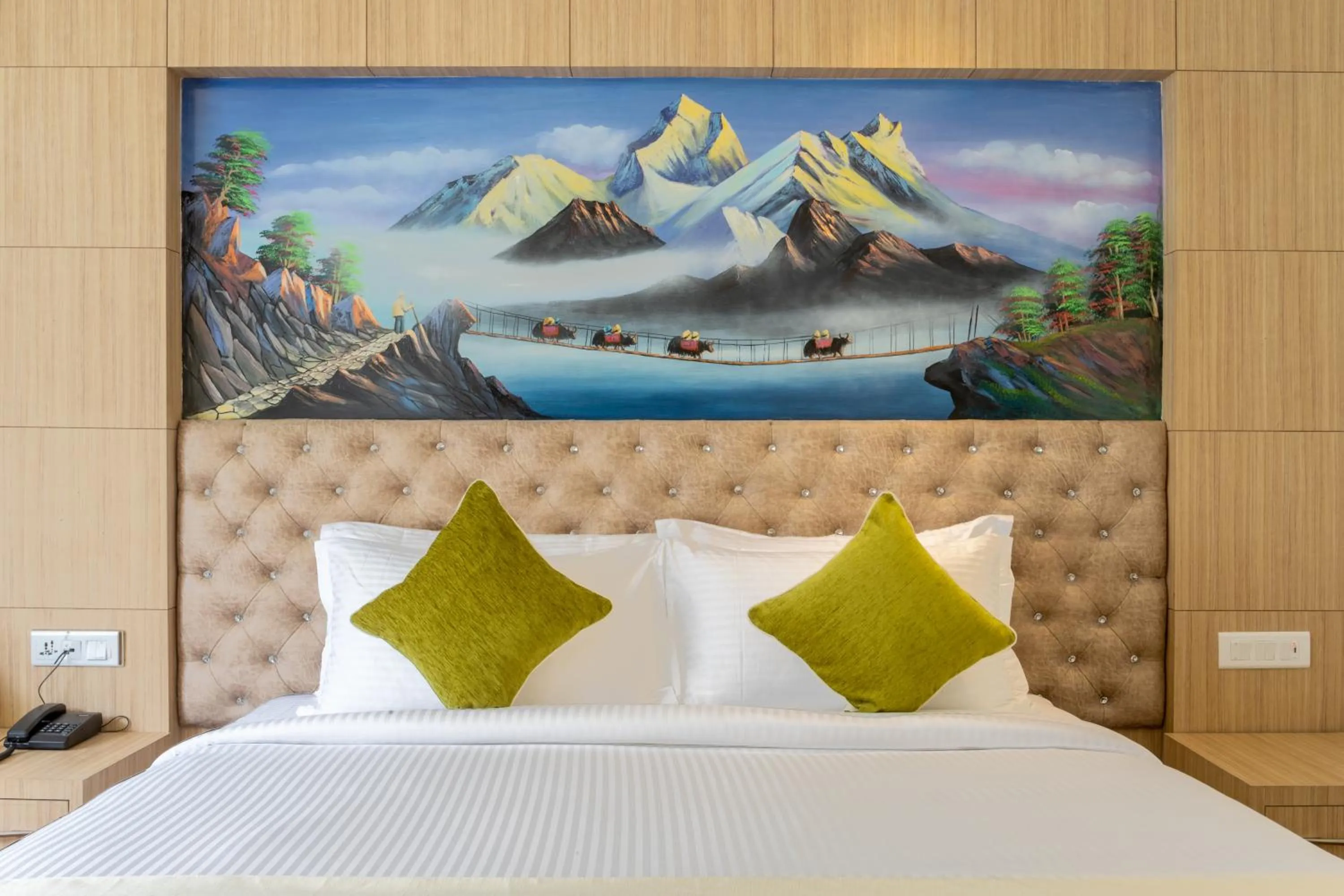 Bed in Bhotekoshi Heli Resort