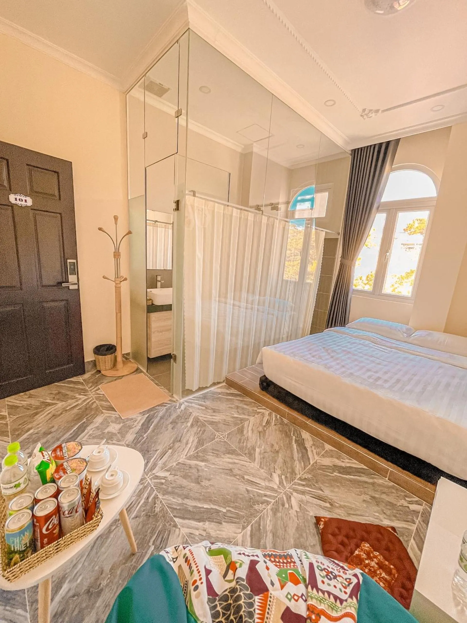 Bed in SHIN VILLAGE HOTEL