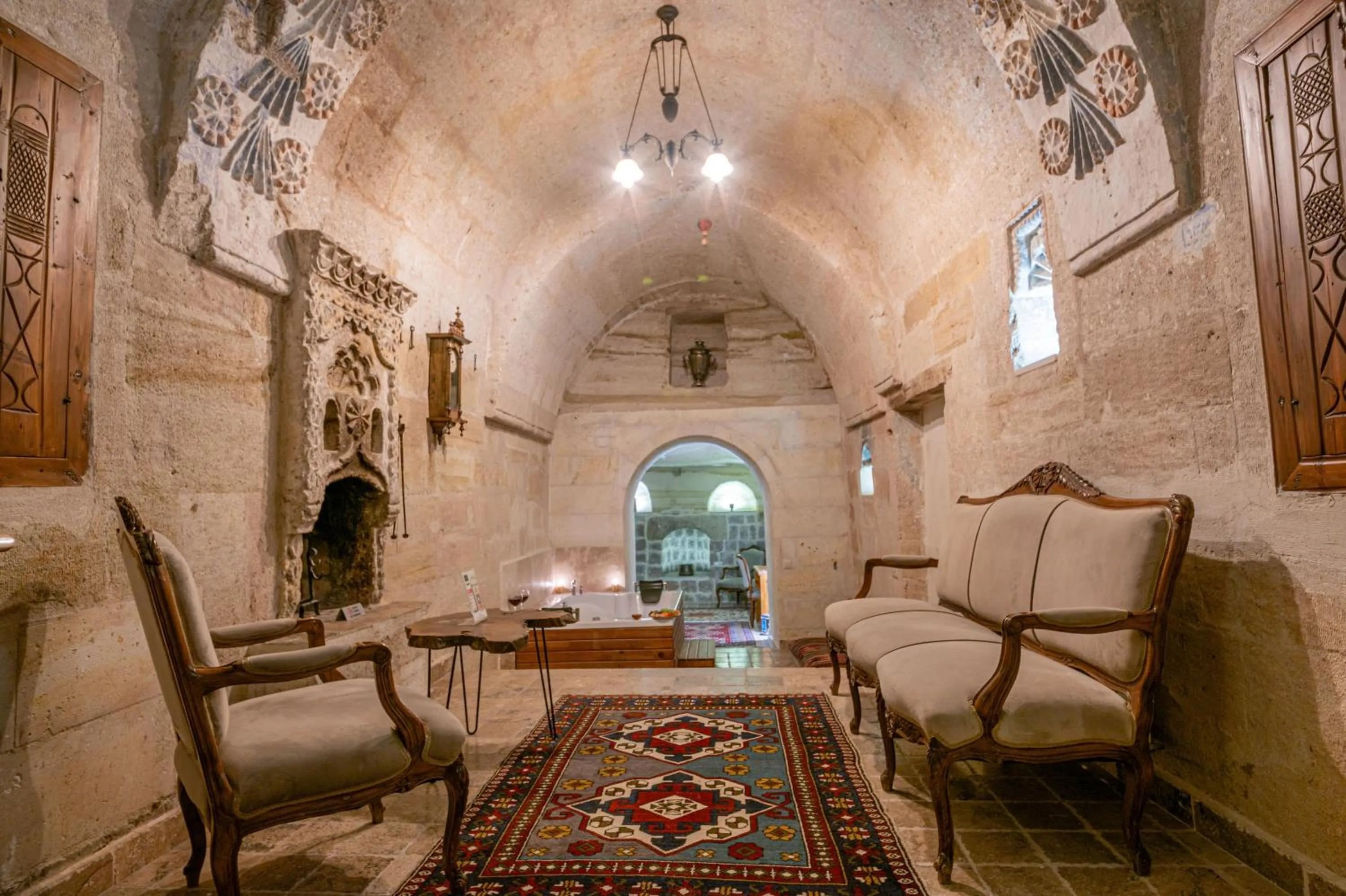 Seating area in Kapalos Cave Hotel