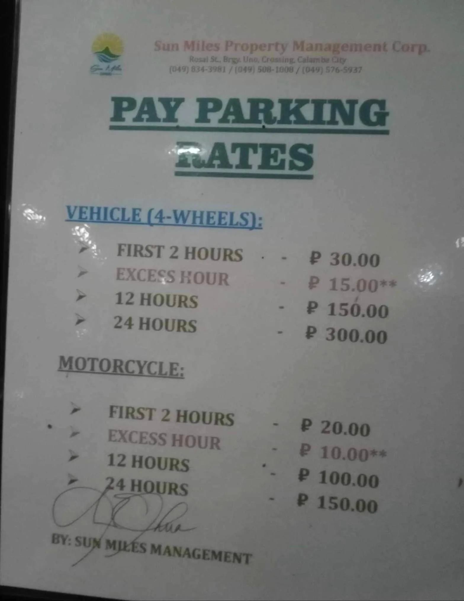 Parking in Sunmiles Condominium - 2BR unit M26