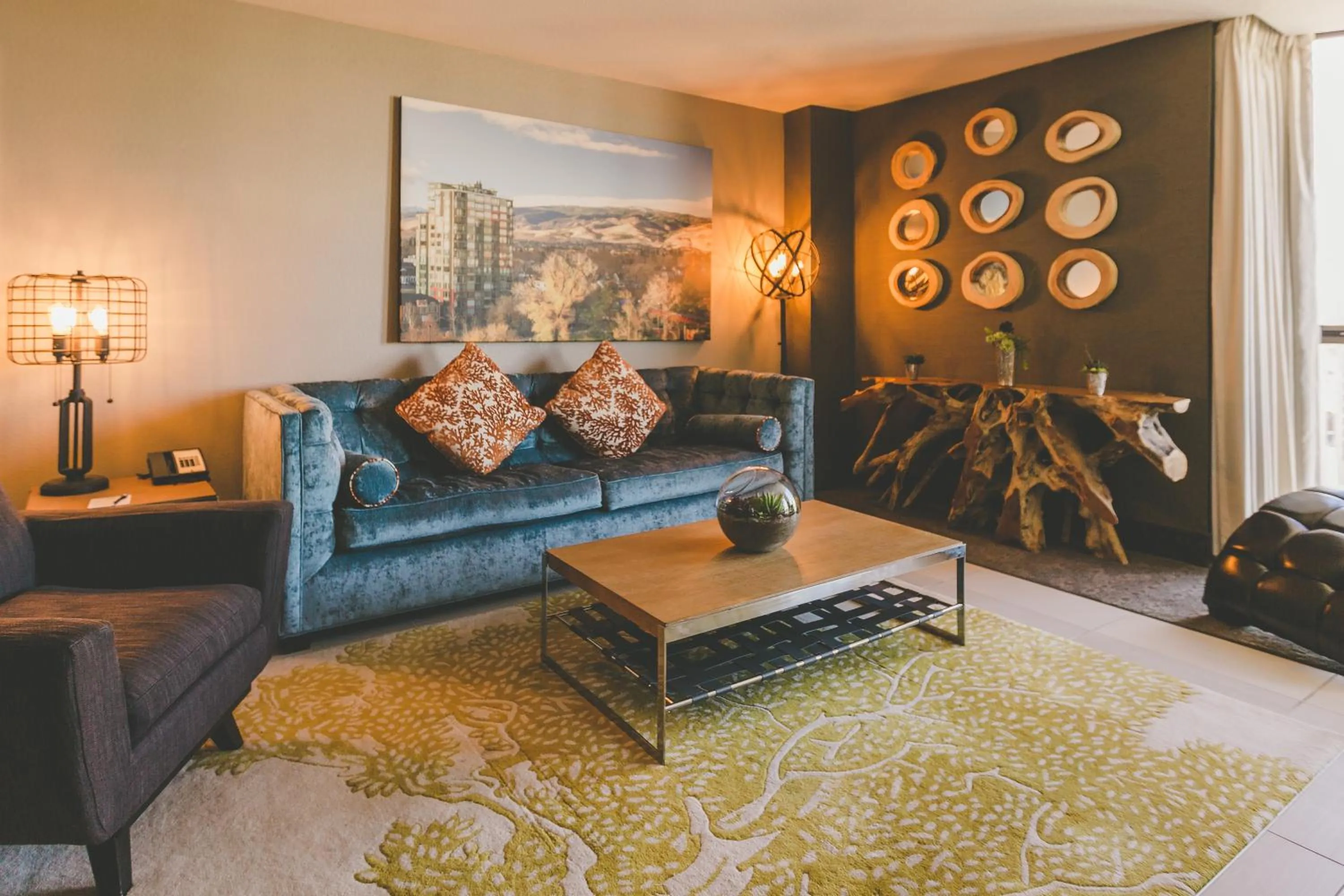 Living room in Whitney Peak Hotel Reno, Tapestry Collection by Hilton