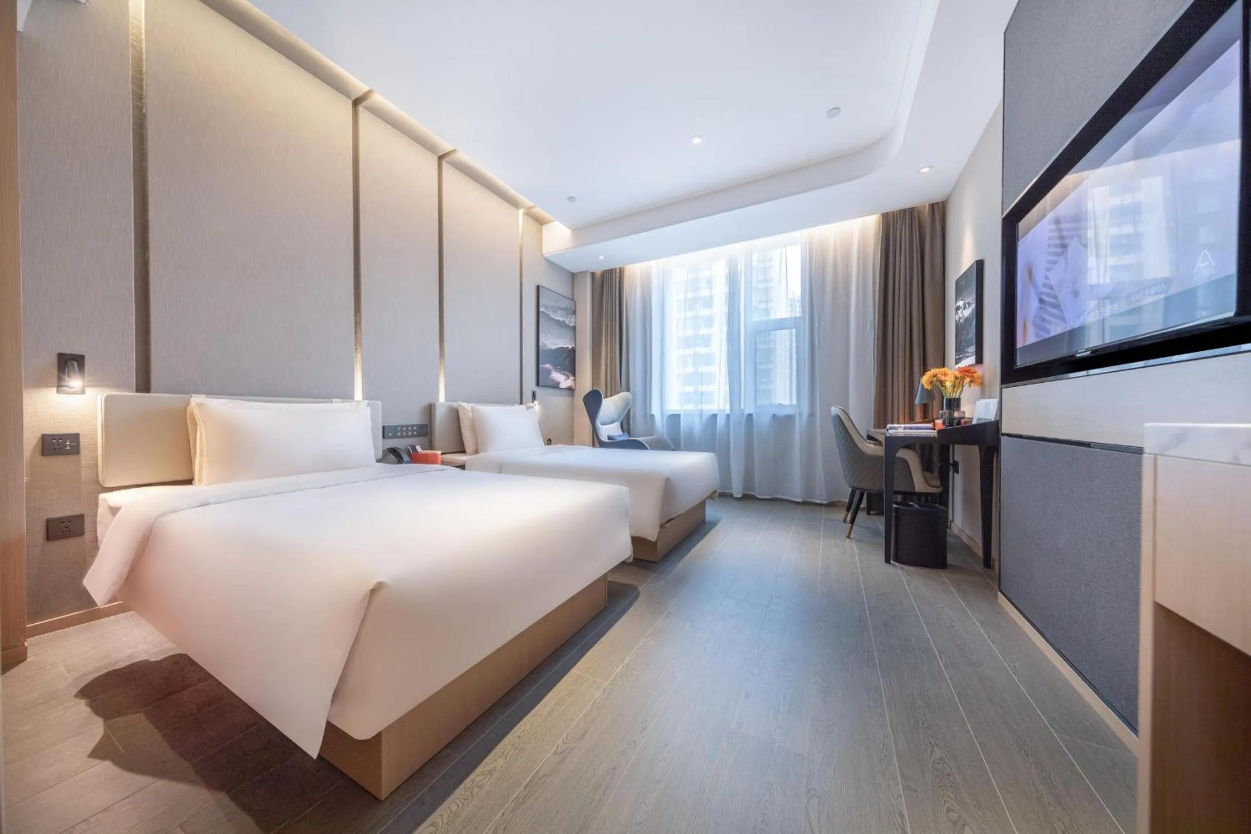 Bed in Atour Hotel Taiyuan Changfeng Business Center Wanxiang City