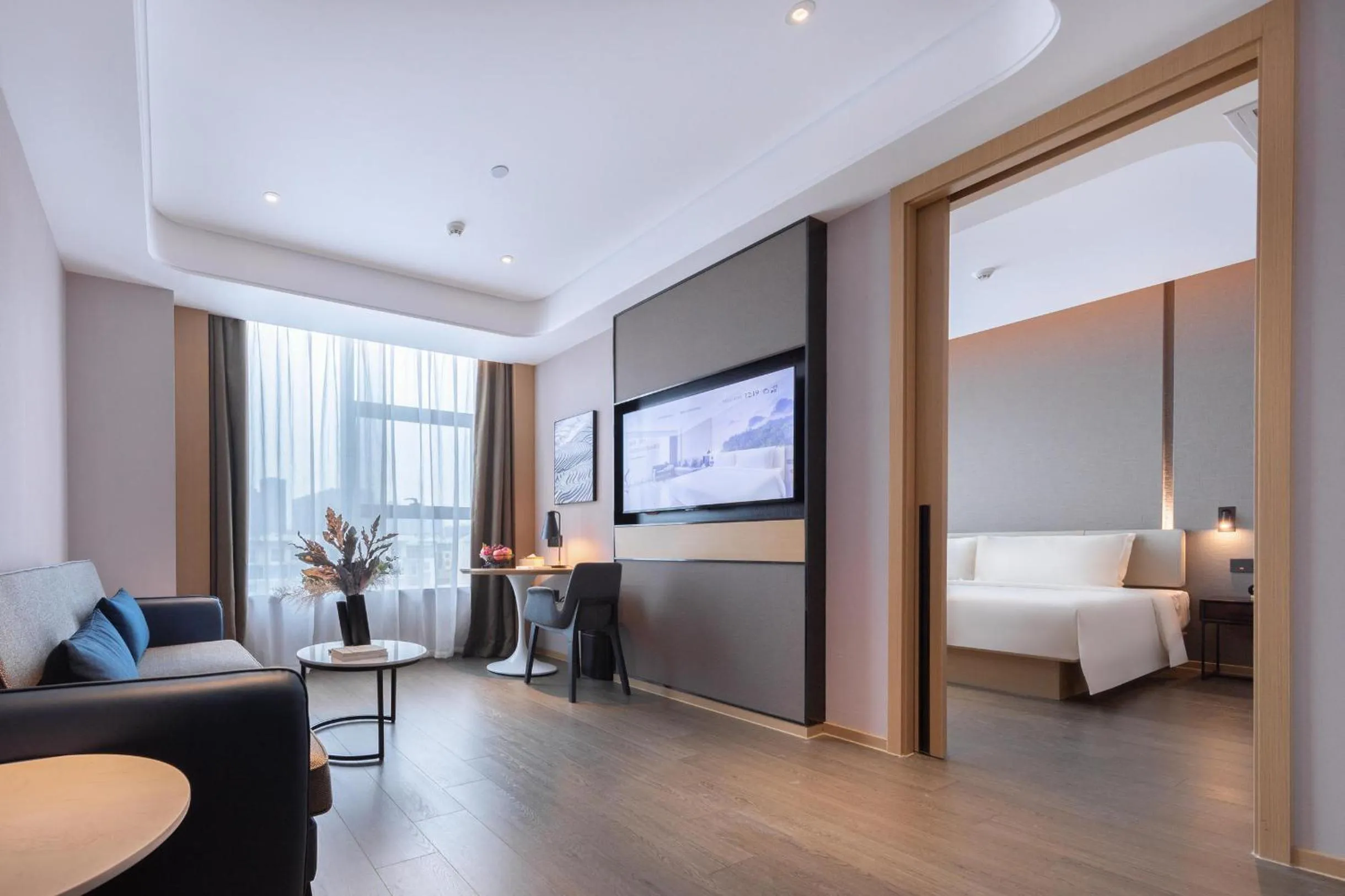 Bed in Atour Hotel Yuzhong Yuci Incity