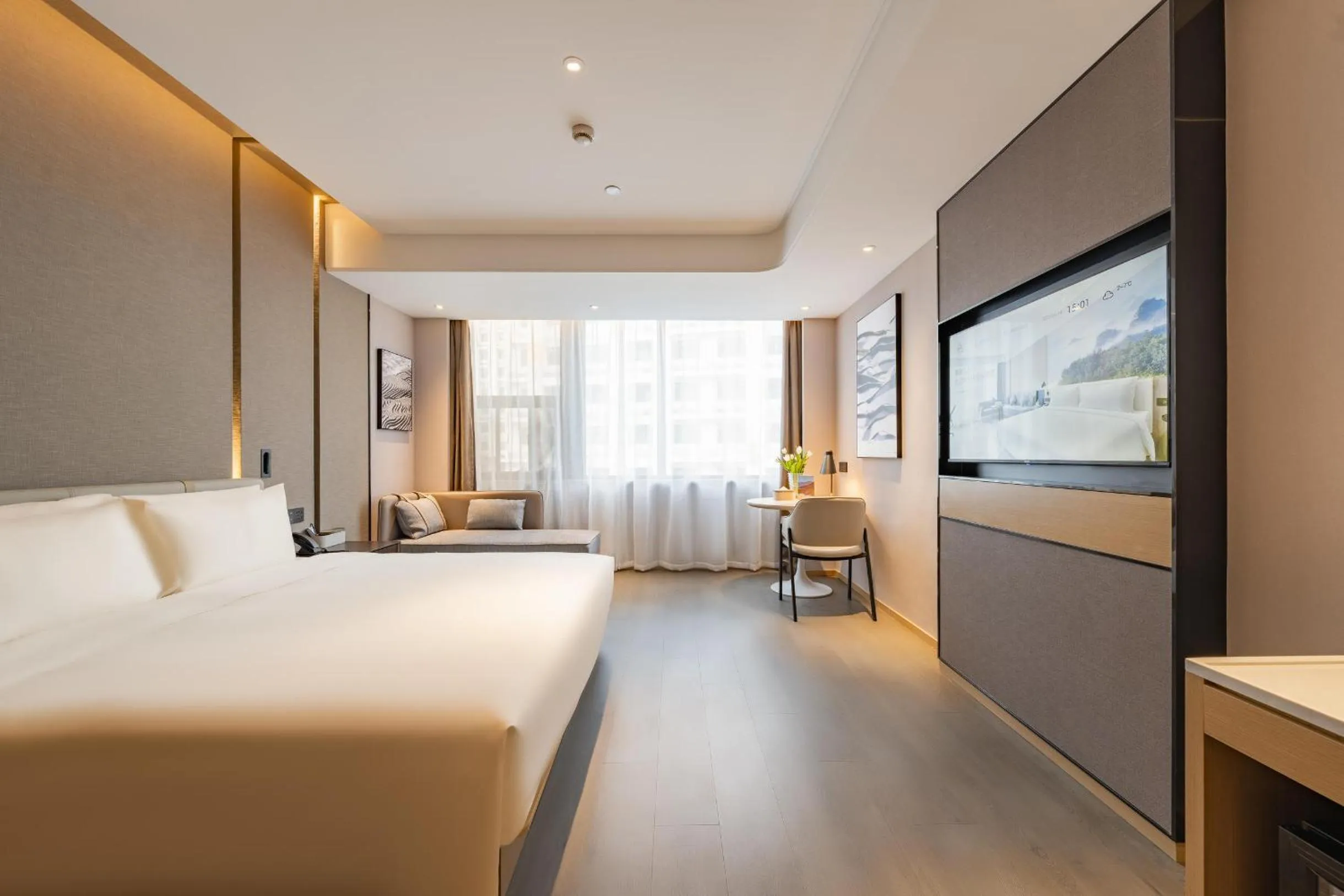 Bed in Atour Hotel Shanghai Pujiang