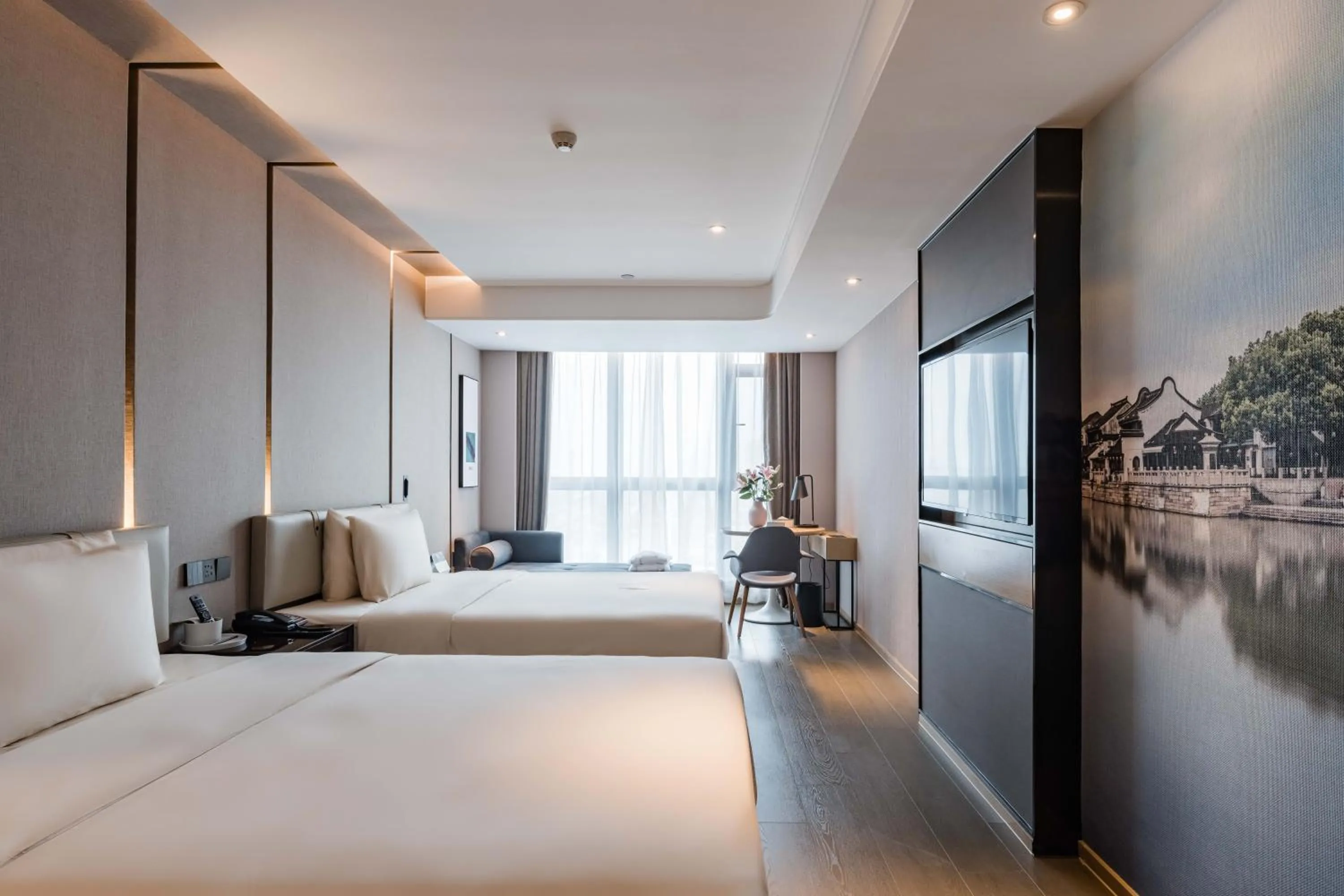 Bed in Atour Hotel Suzhou North High-Speed Railway Station