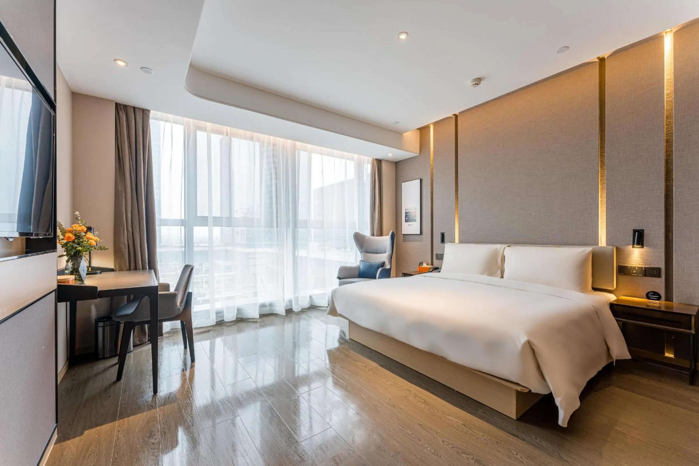 Bed in Atour Hotel Yiwu International Trade Transportation Center