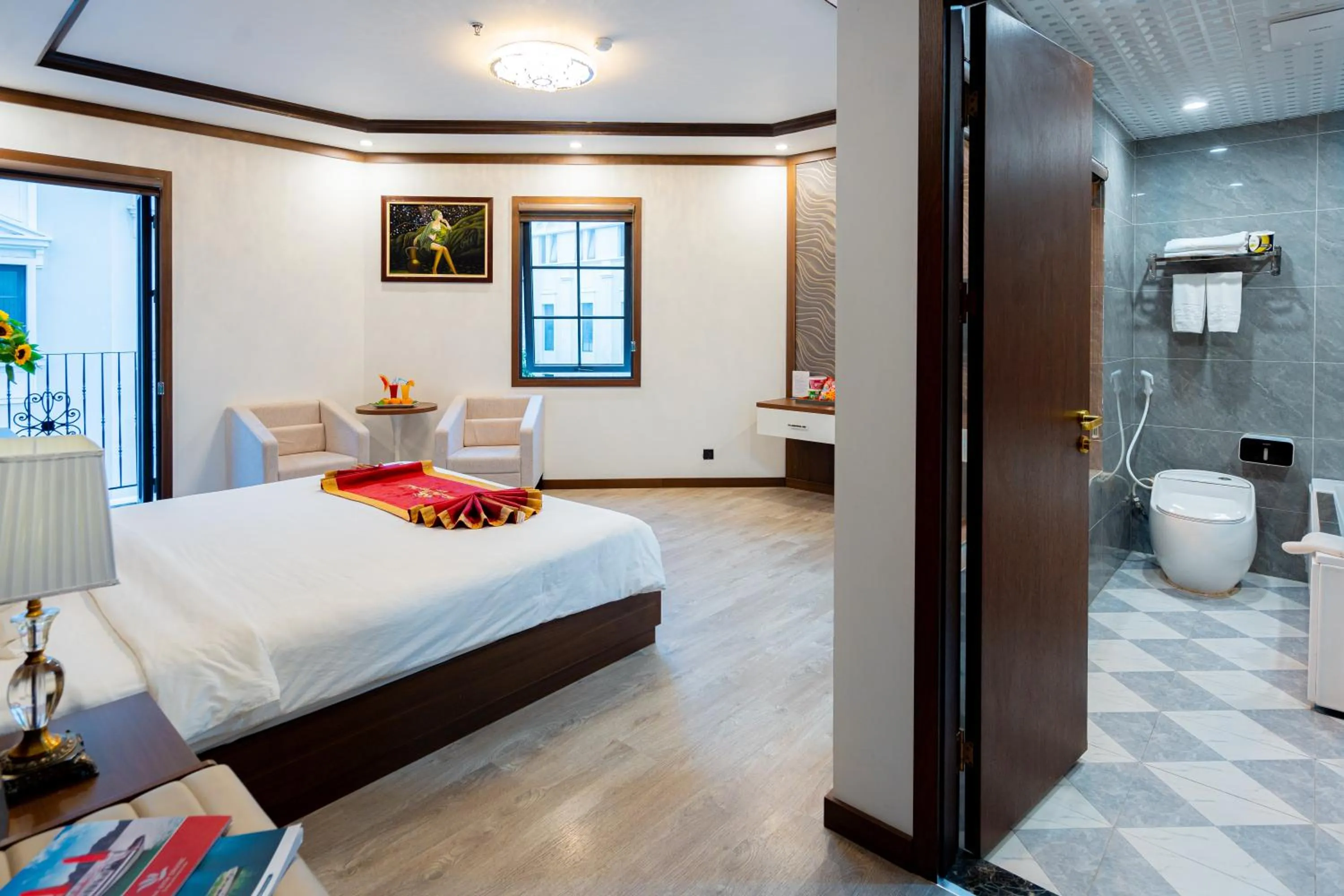 View (from property/room), Bed in Sunland Halong Hotel and Restaurant