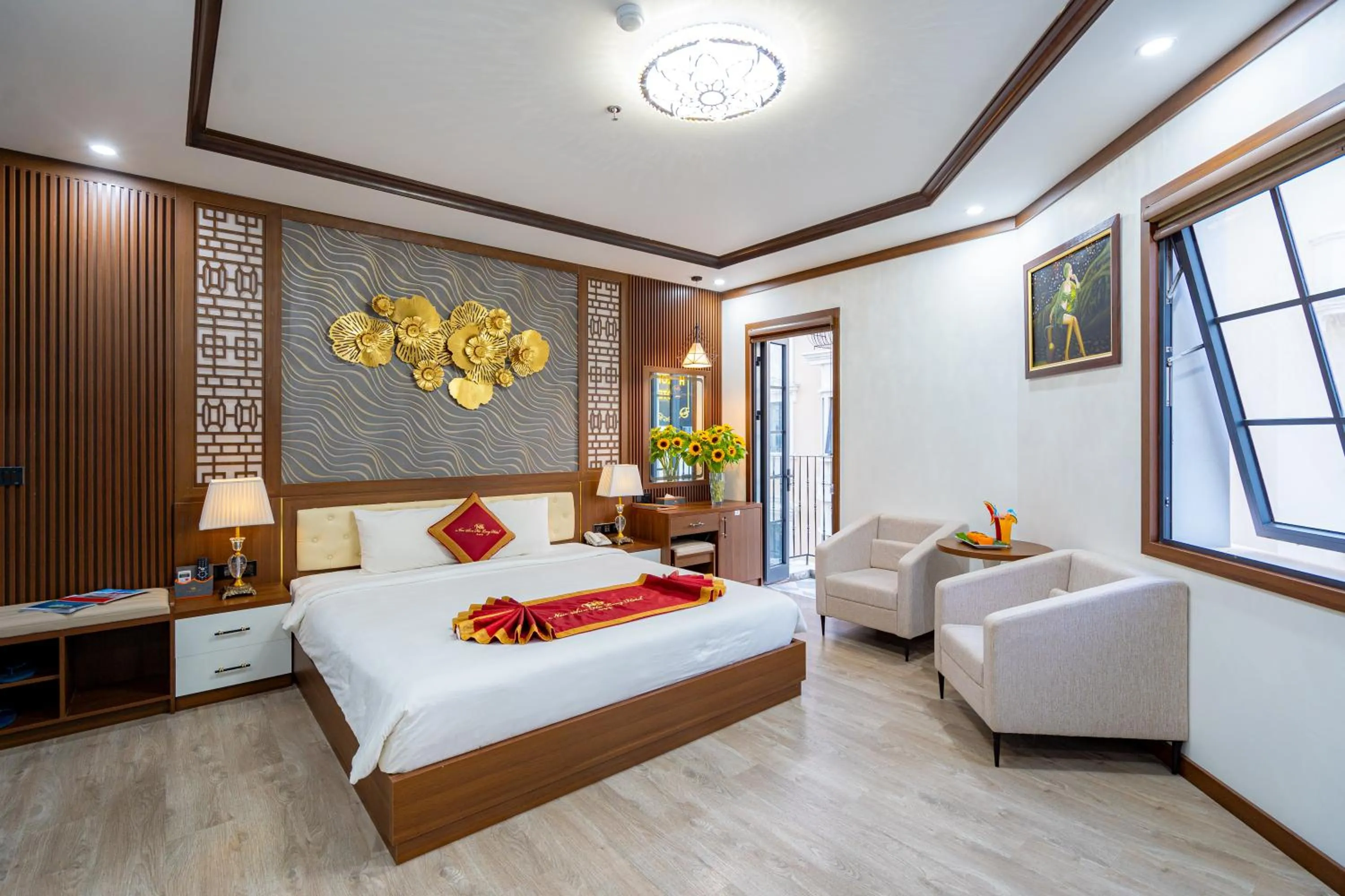 View (from property/room), Bed in Sunland Halong Hotel and Restaurant