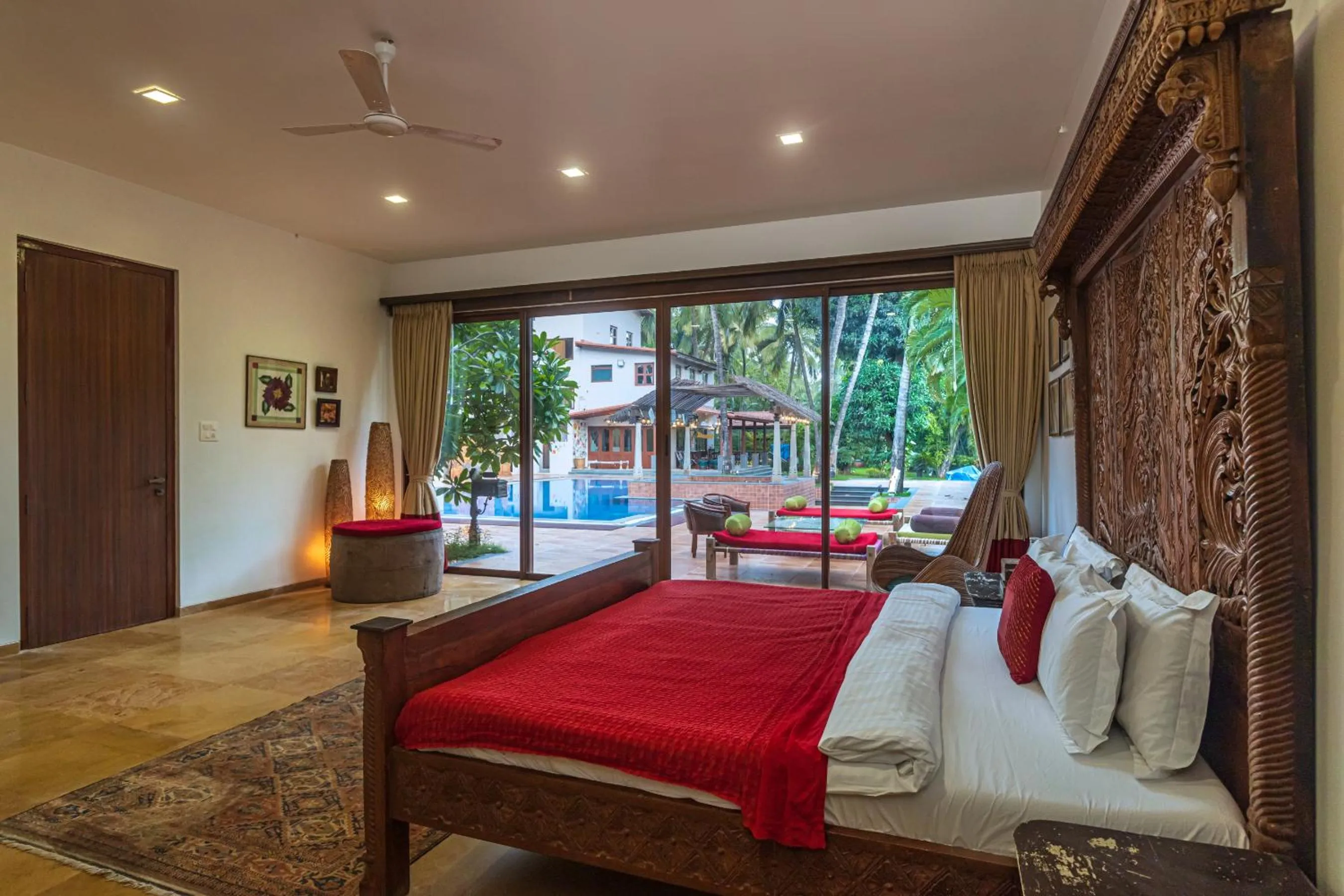 SaffronStays Casa Del Palms - 8BR luxury pool villa with gazebo, pickleball, bar & lawns near Nagaon Beach