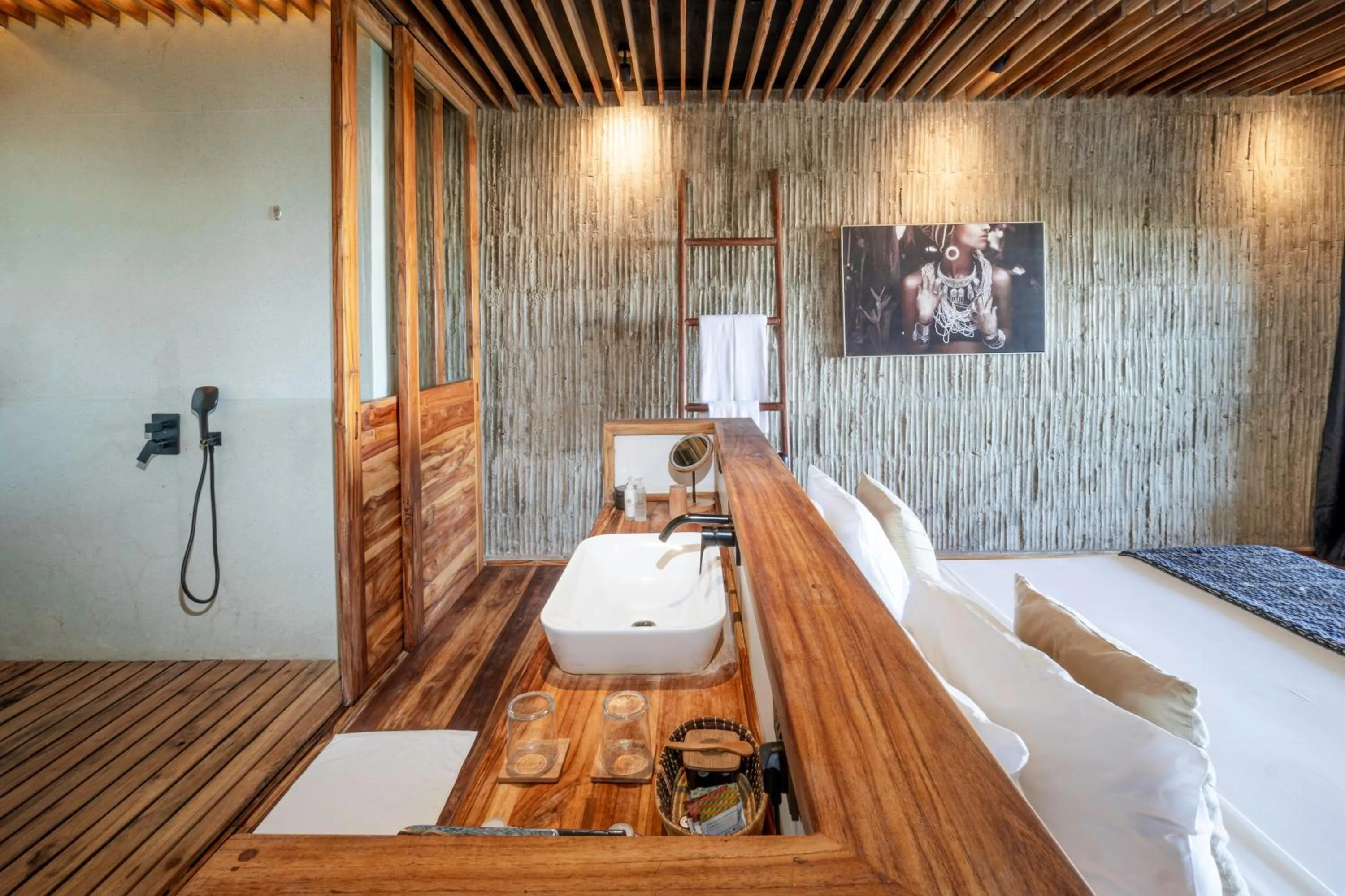 Bathroom, Bed in Bamboo Zanzibar