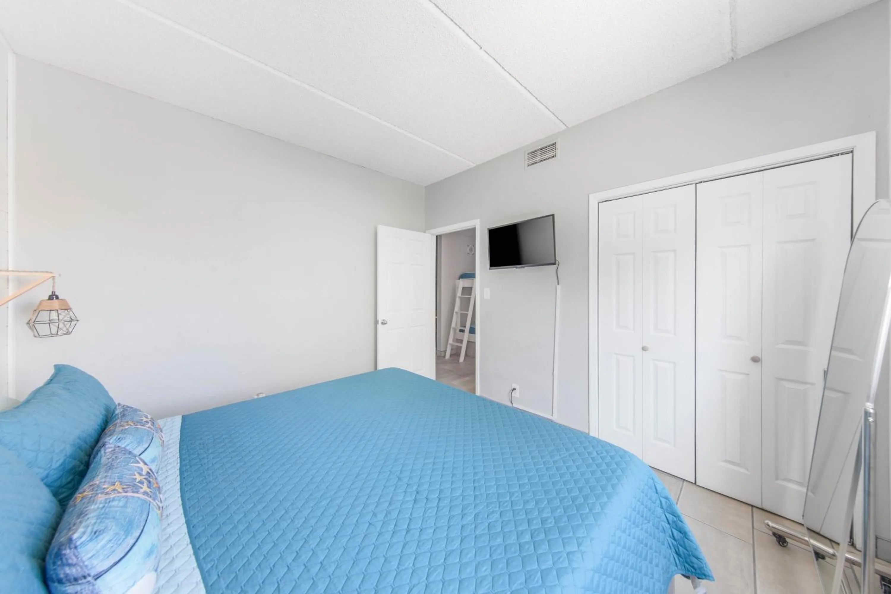 Bedroom, Bed in SPI Beach Condo - Just a block away to Paradise