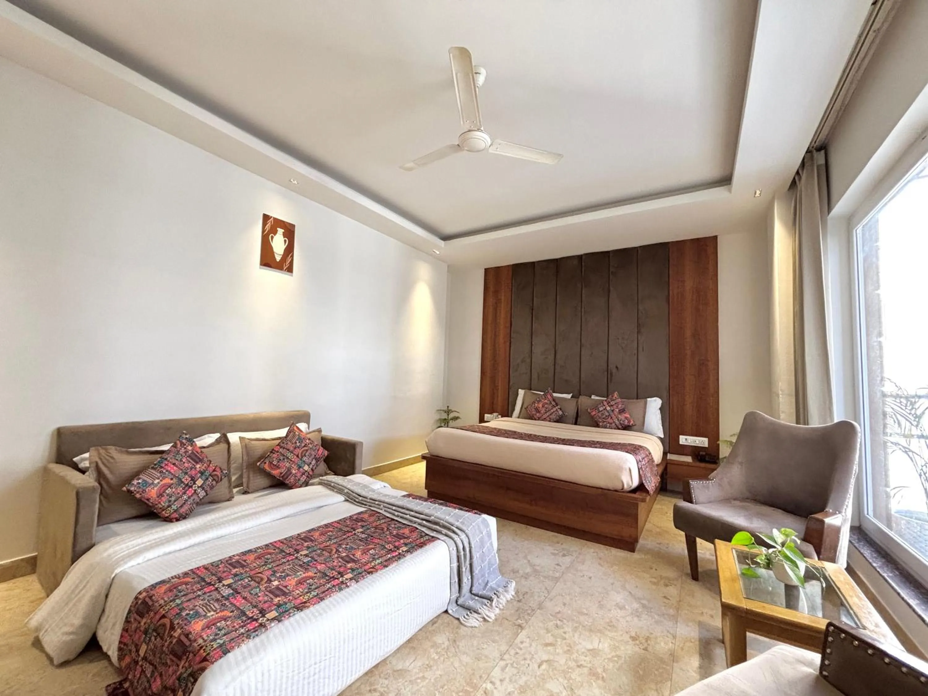 Photo of the whole room, Bed in Vyom Boutique Hotel Rishikesh